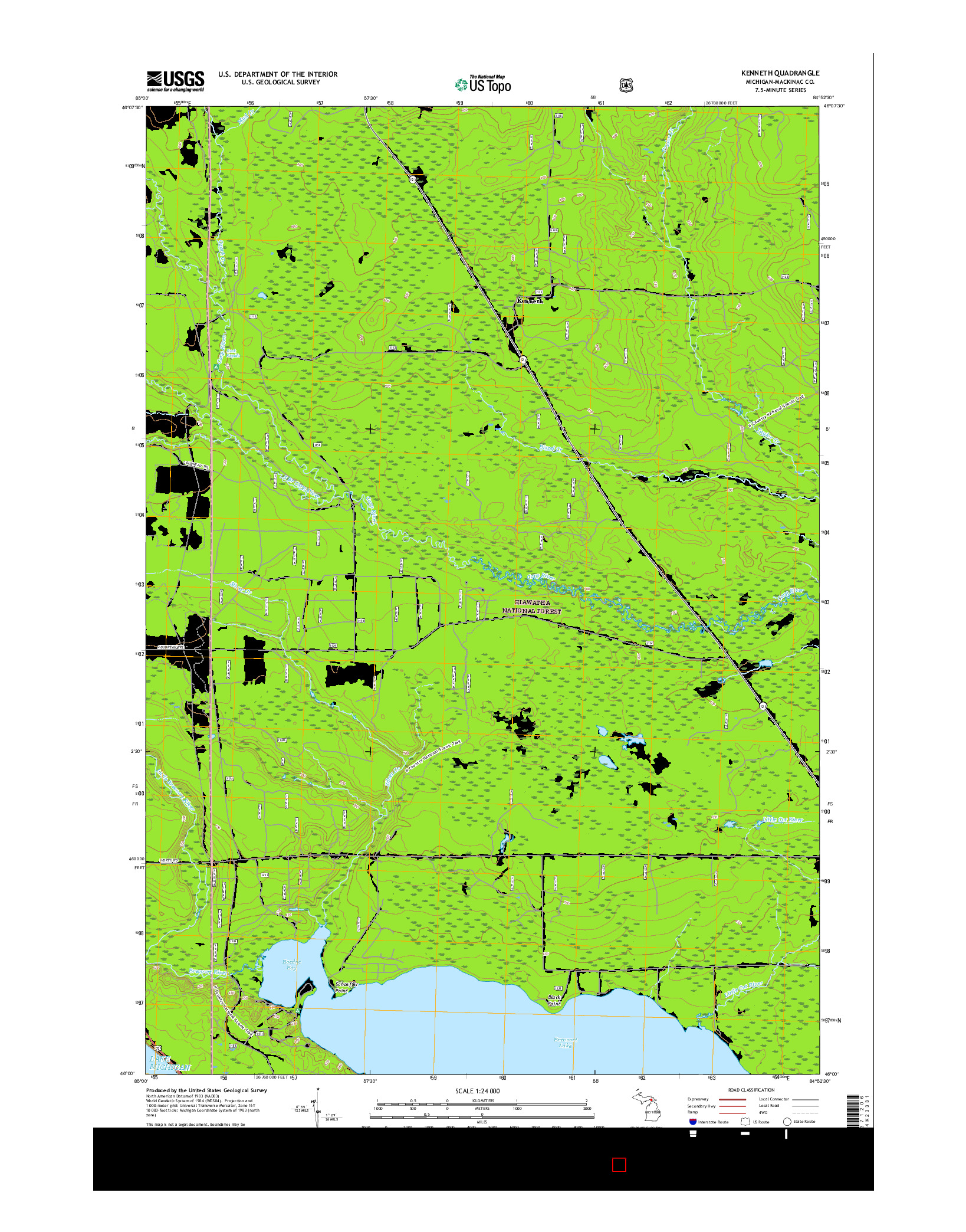 USGS US TOPO 7.5-MINUTE MAP FOR KENNETH, MI 2017