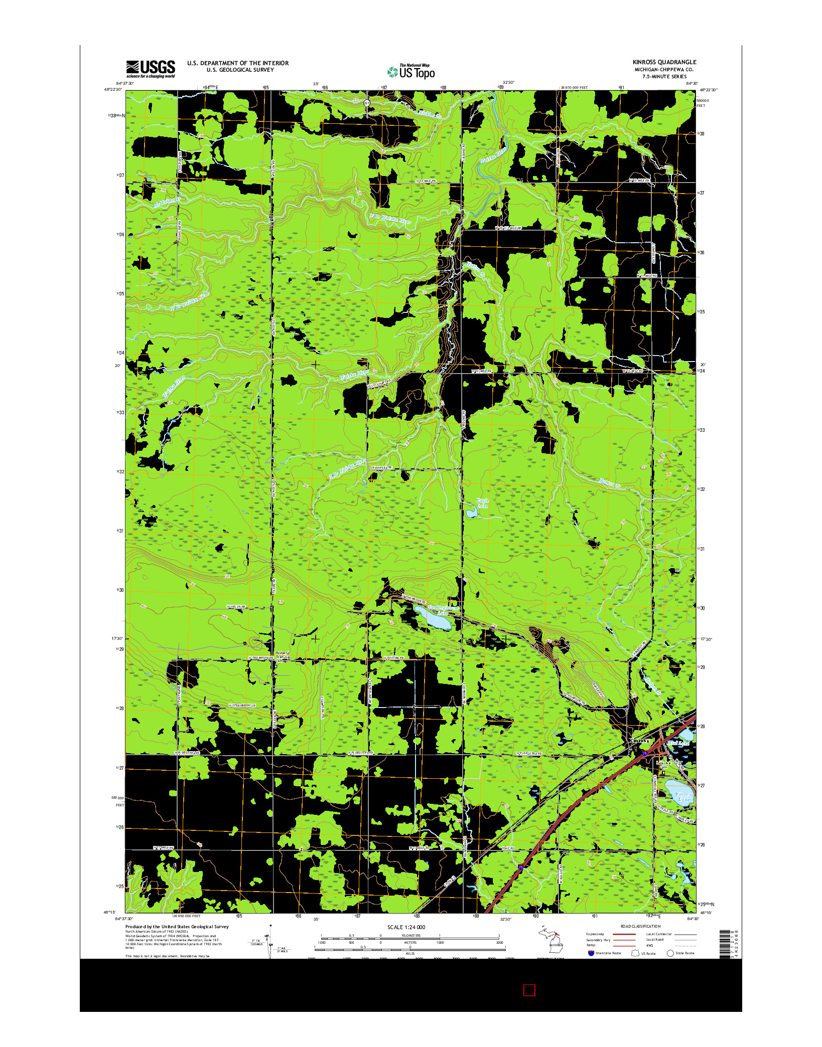 USGS US TOPO 7.5-MINUTE MAP FOR KINROSS, MI 2017