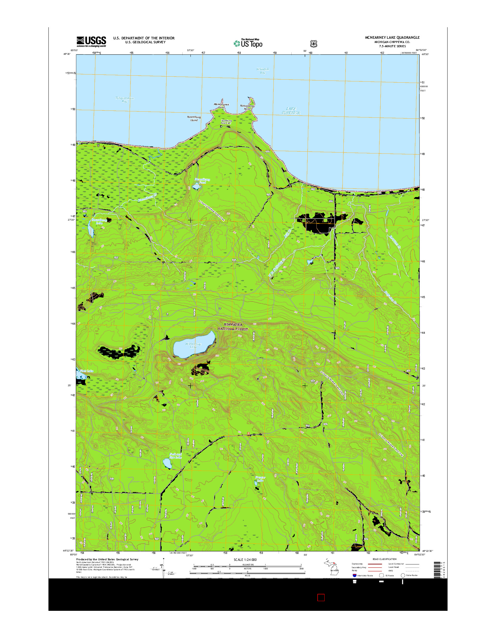 USGS US TOPO 7.5-MINUTE MAP FOR MCNEARNEY LAKE, MI 2017