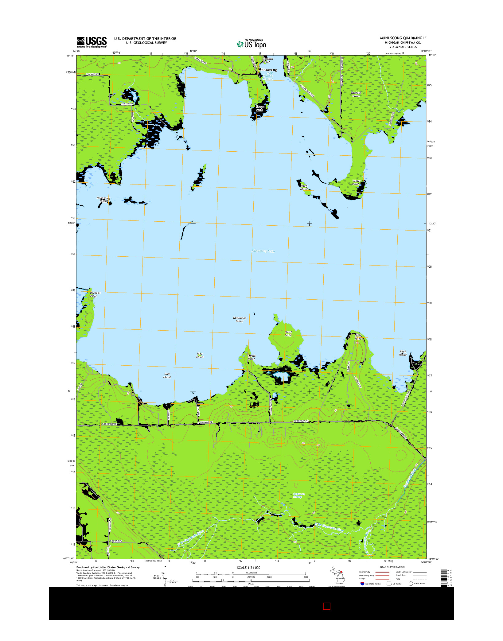 USGS US TOPO 7.5-MINUTE MAP FOR MUNUSCONG, MI 2017