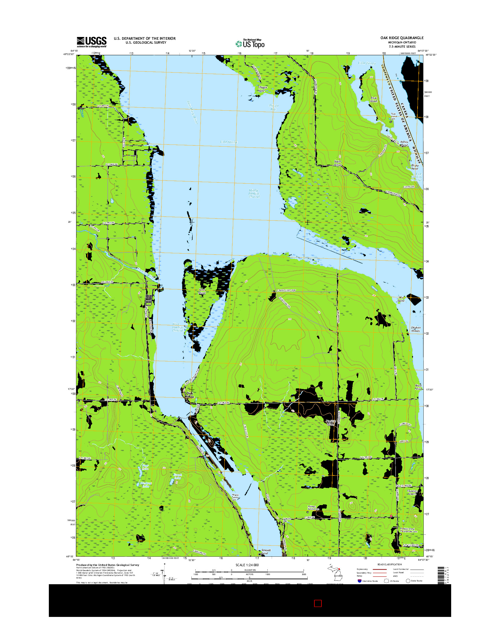 USGS US TOPO 7.5-MINUTE MAP FOR OAK RIDGE, MI-ON 2017
