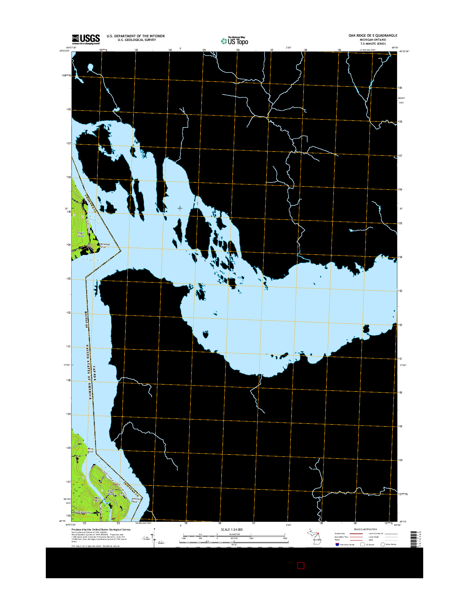 USGS US TOPO 7.5-MINUTE MAP FOR OAK RIDGE OE E, MI-ON 2017