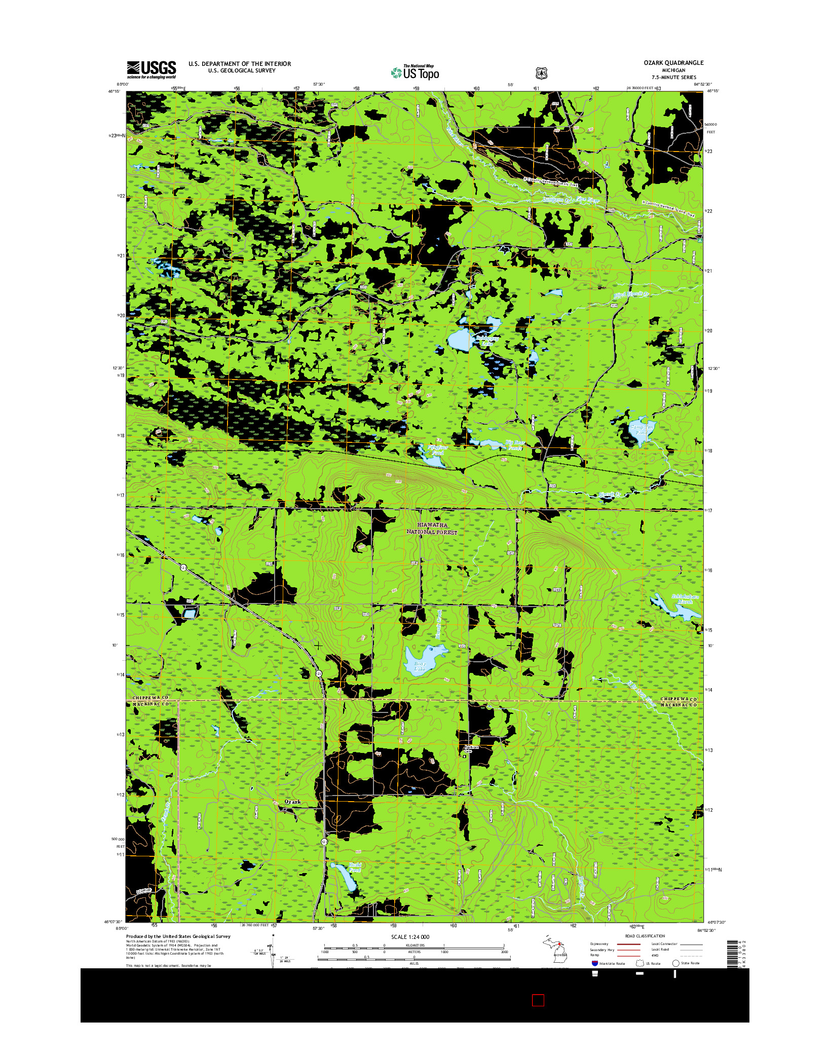 USGS US TOPO 7.5-MINUTE MAP FOR OZARK, MI 2017