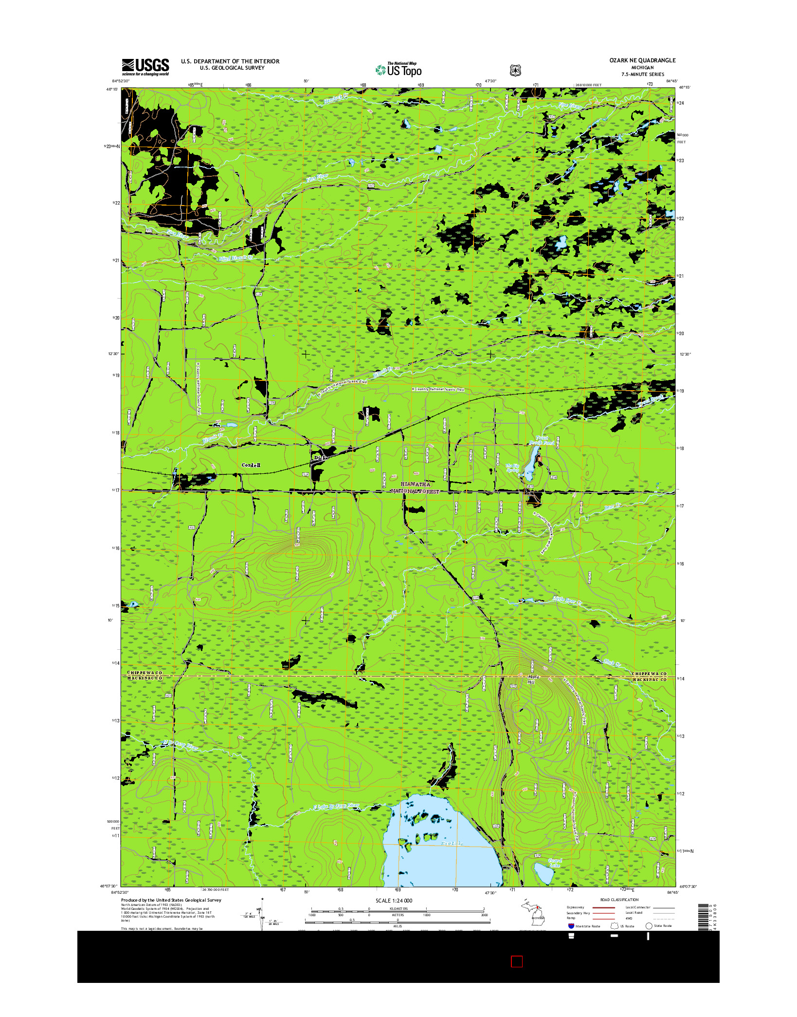 USGS US TOPO 7.5-MINUTE MAP FOR OZARK NE, MI 2017