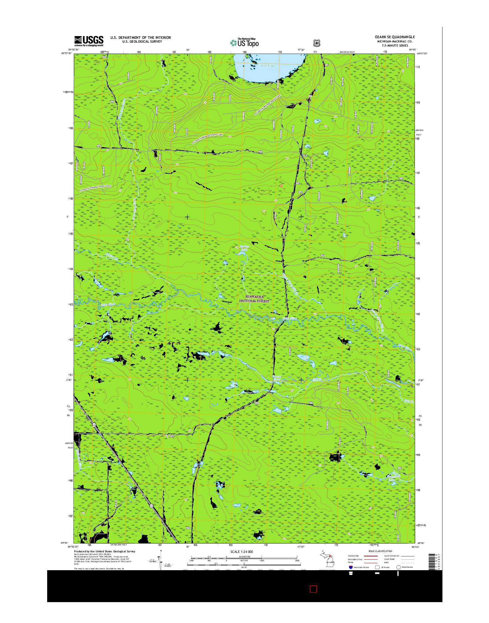 USGS US TOPO 7.5-MINUTE MAP FOR OZARK SE, MI 2017