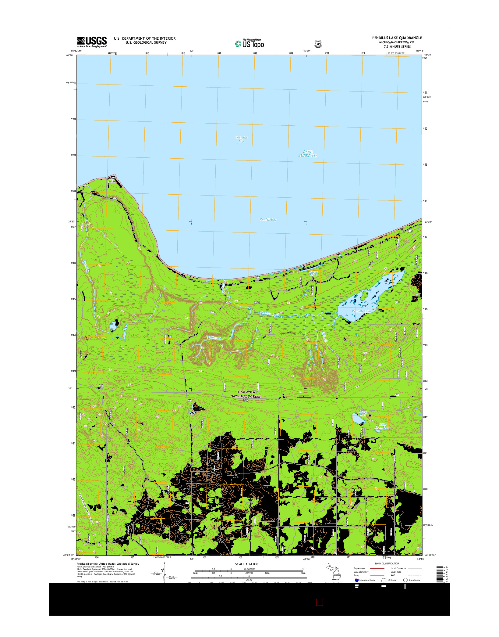 USGS US TOPO 7.5-MINUTE MAP FOR PENDILLS LAKE, MI 2017