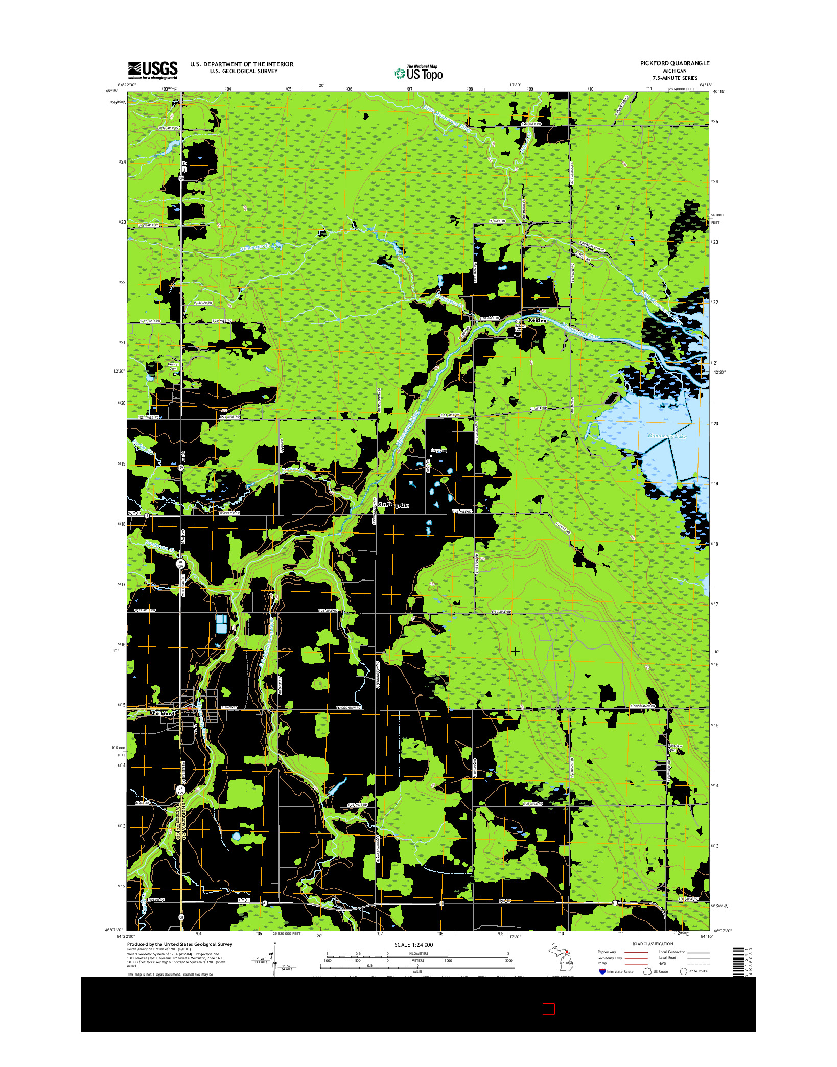 USGS US TOPO 7.5-MINUTE MAP FOR PICKFORD, MI 2017