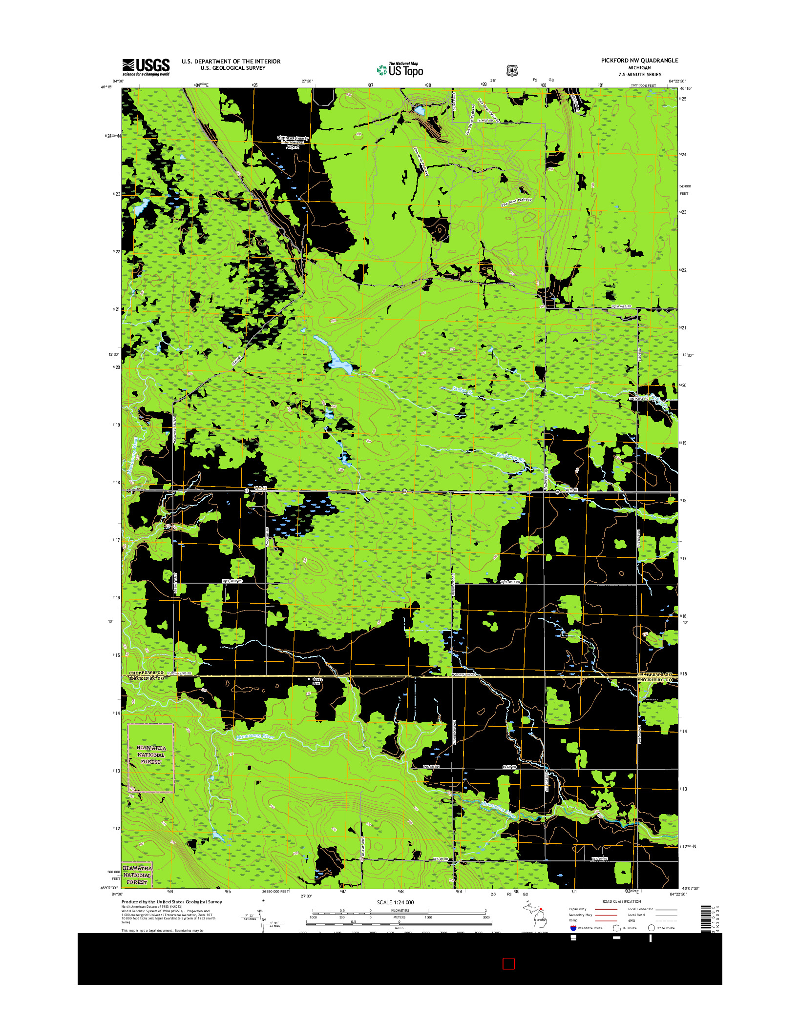 USGS US TOPO 7.5-MINUTE MAP FOR PICKFORD NW, MI 2017