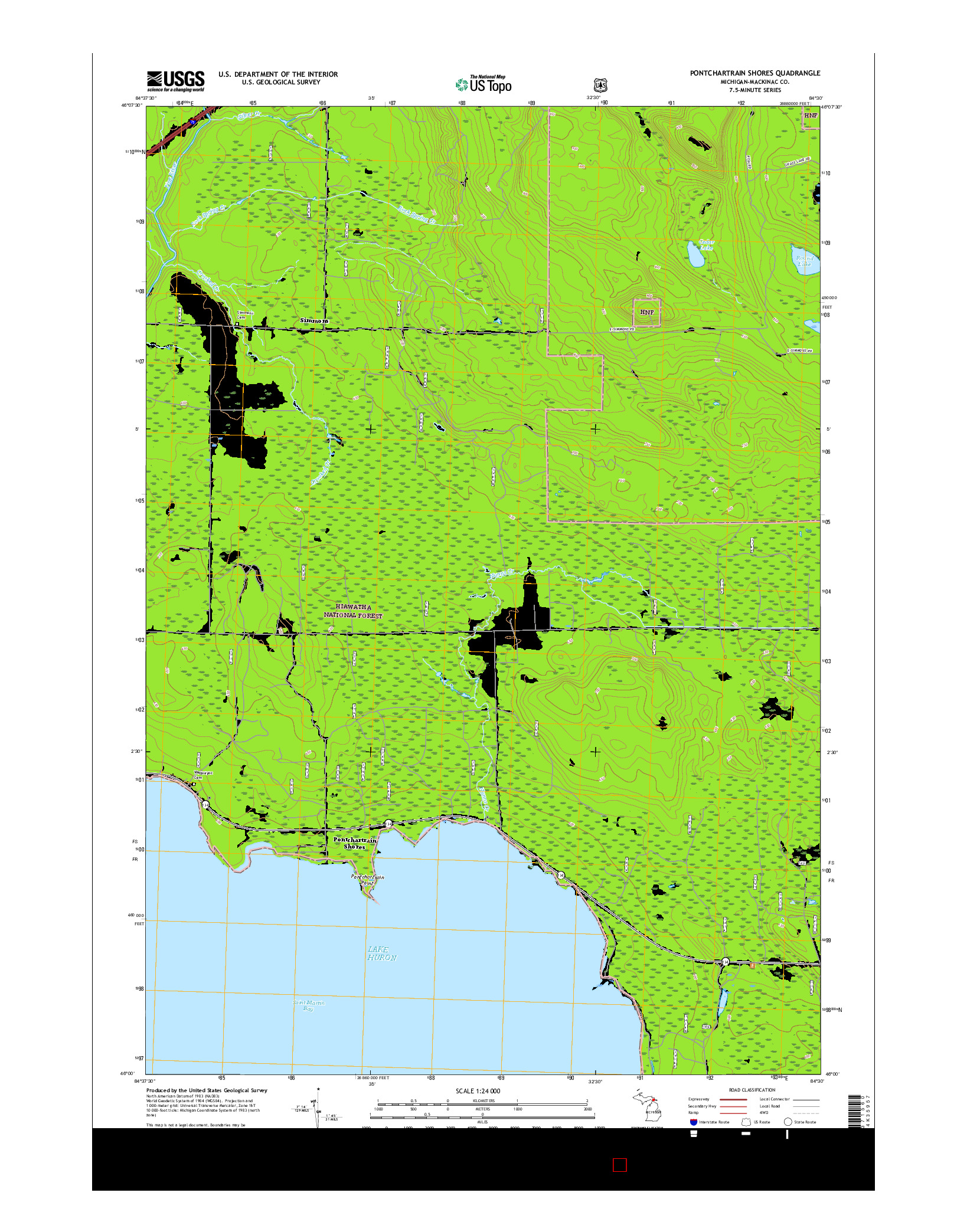 USGS US TOPO 7.5-MINUTE MAP FOR PONTCHARTRAIN SHORES, MI 2017