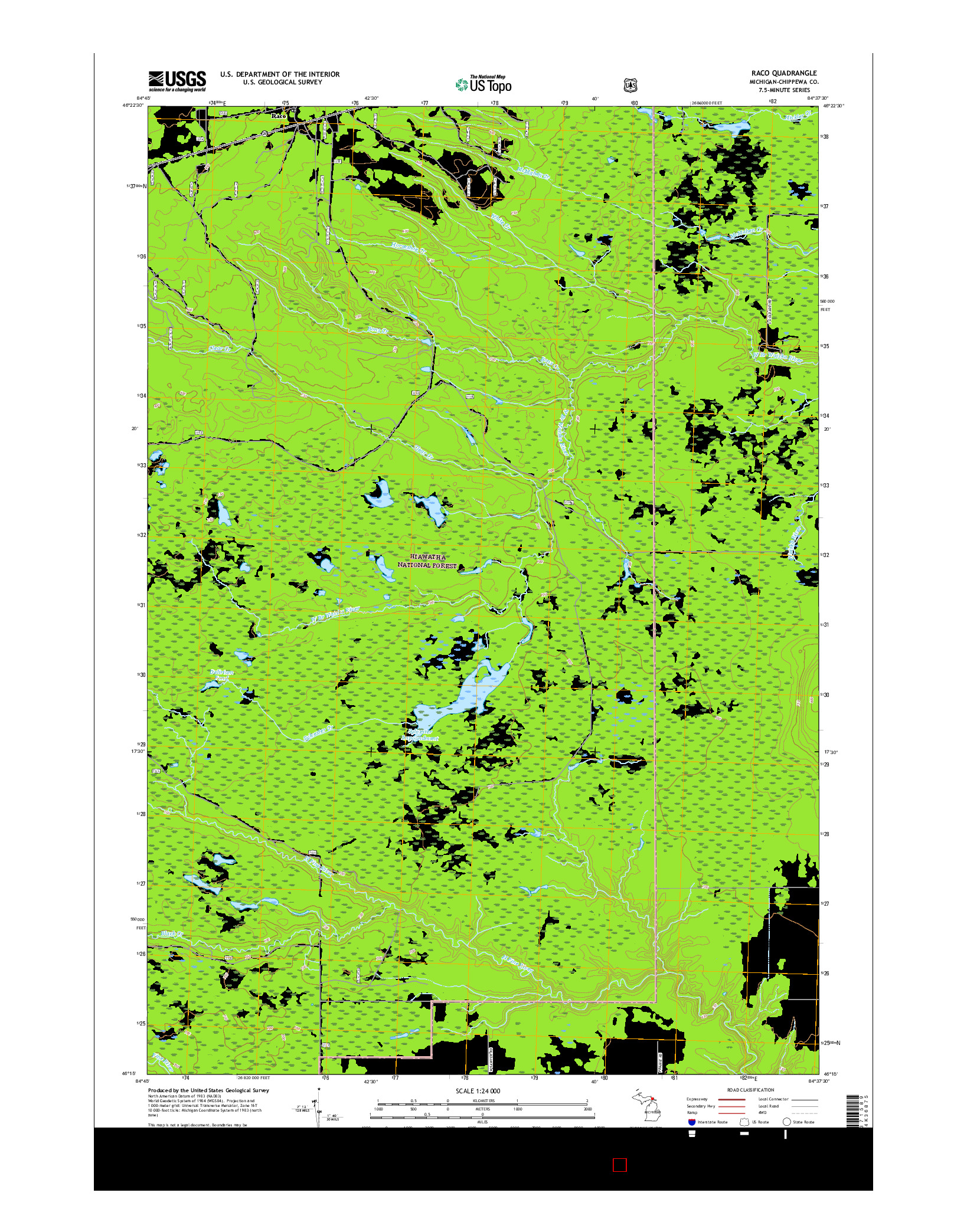 USGS US TOPO 7.5-MINUTE MAP FOR RACO, MI 2017