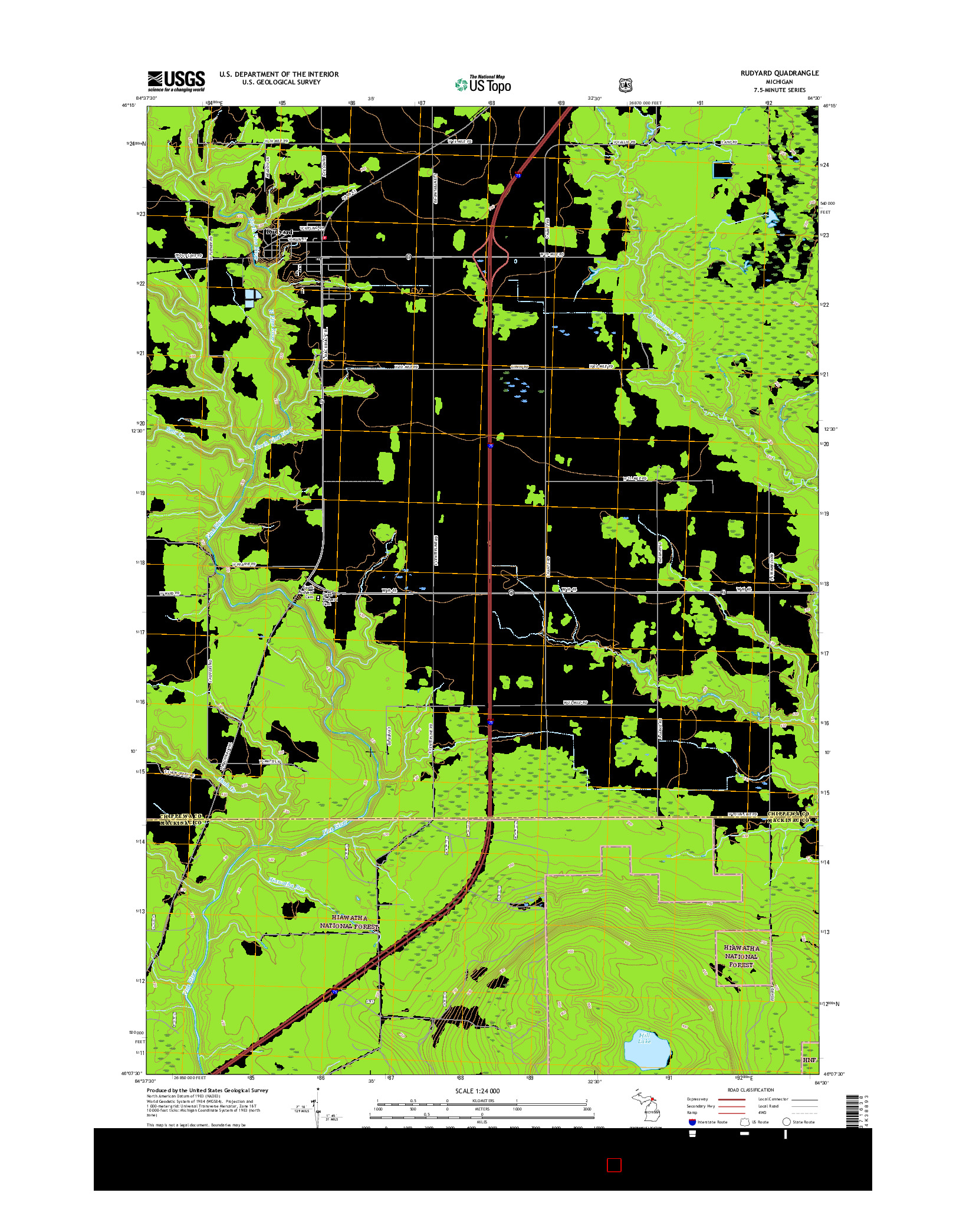 USGS US TOPO 7.5-MINUTE MAP FOR RUDYARD, MI 2017