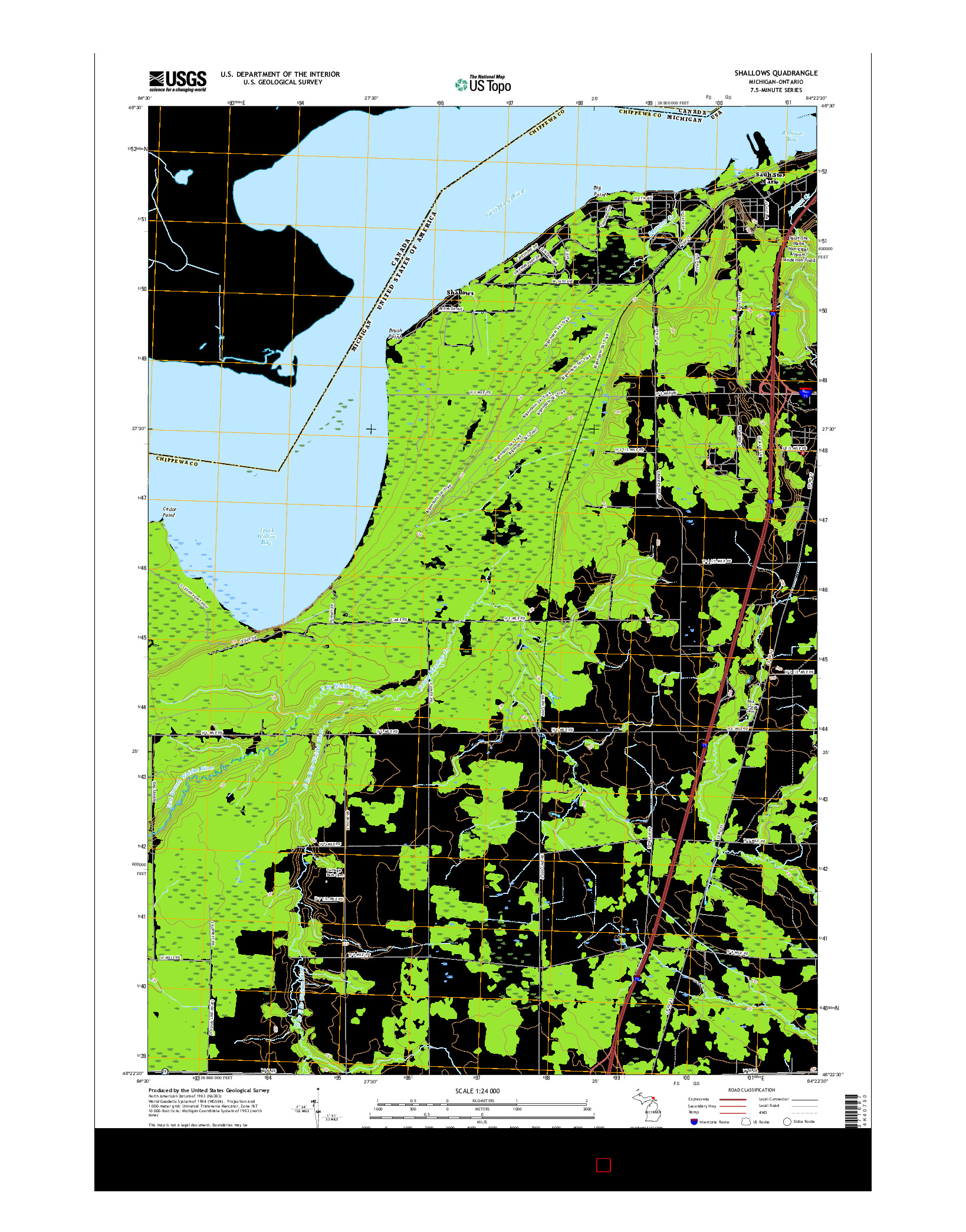 USGS US TOPO 7.5-MINUTE MAP FOR SHALLOWS, MI-ON 2017