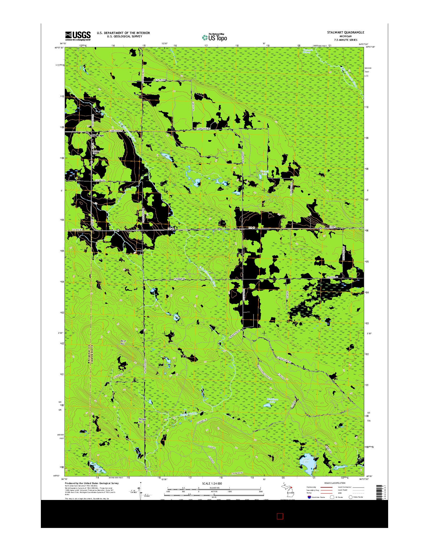 USGS US TOPO 7.5-MINUTE MAP FOR STALWART, MI 2017