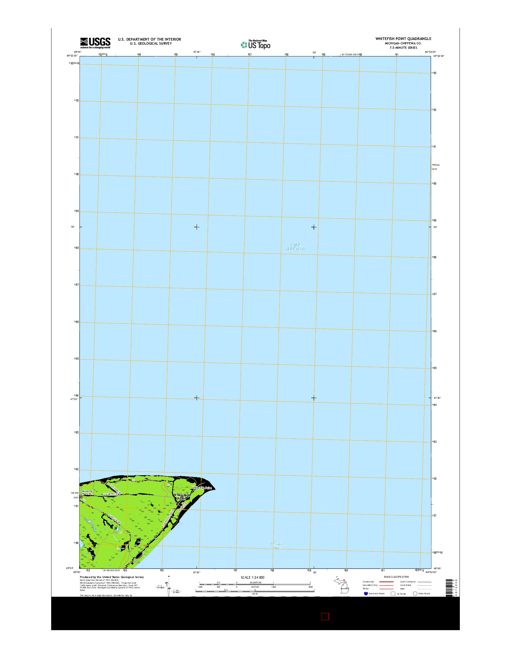 USGS US TOPO 7.5-MINUTE MAP FOR WHITEFISH POINT, MI 2017