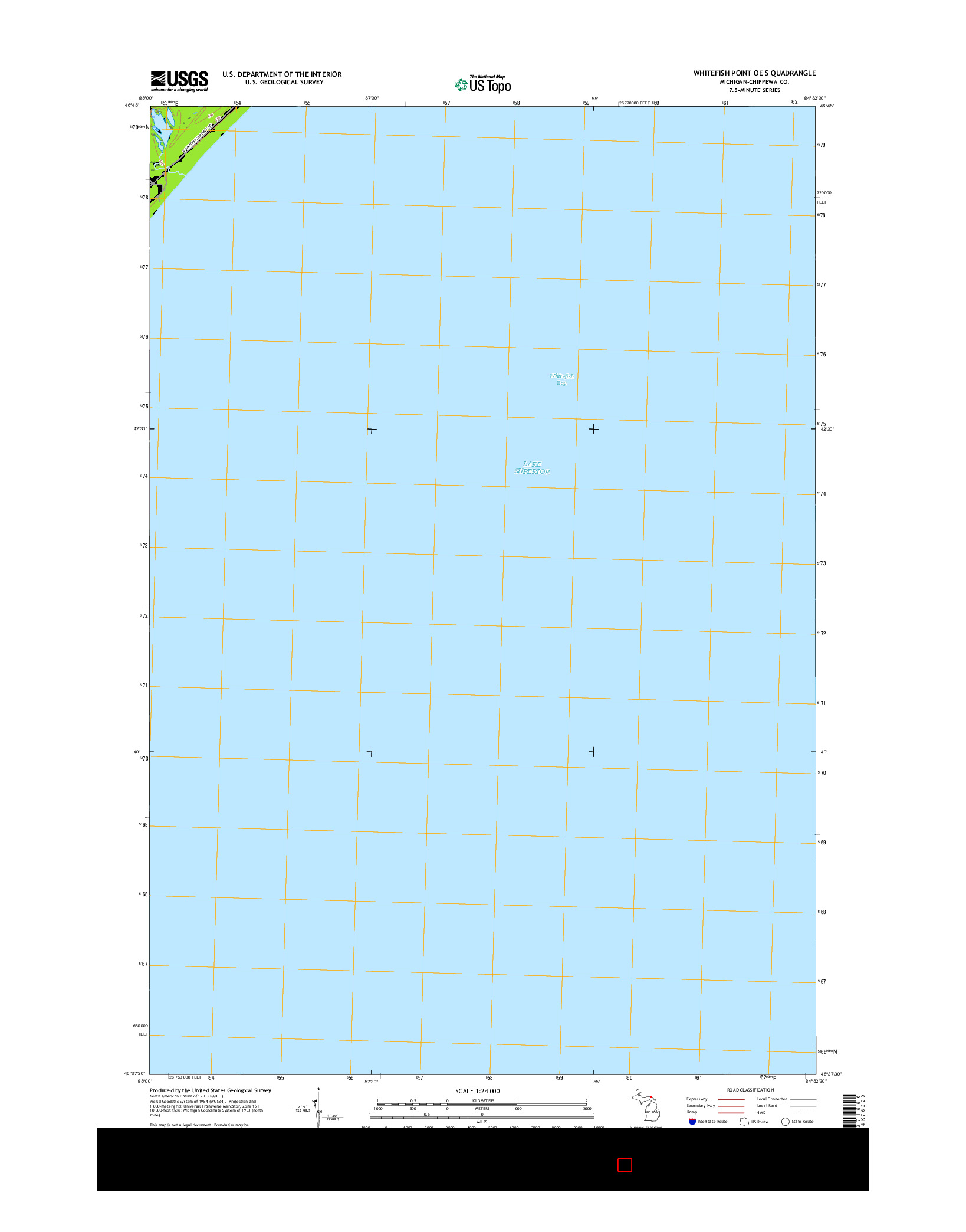 USGS US TOPO 7.5-MINUTE MAP FOR WHITEFISH POINT OE S, MI 2017