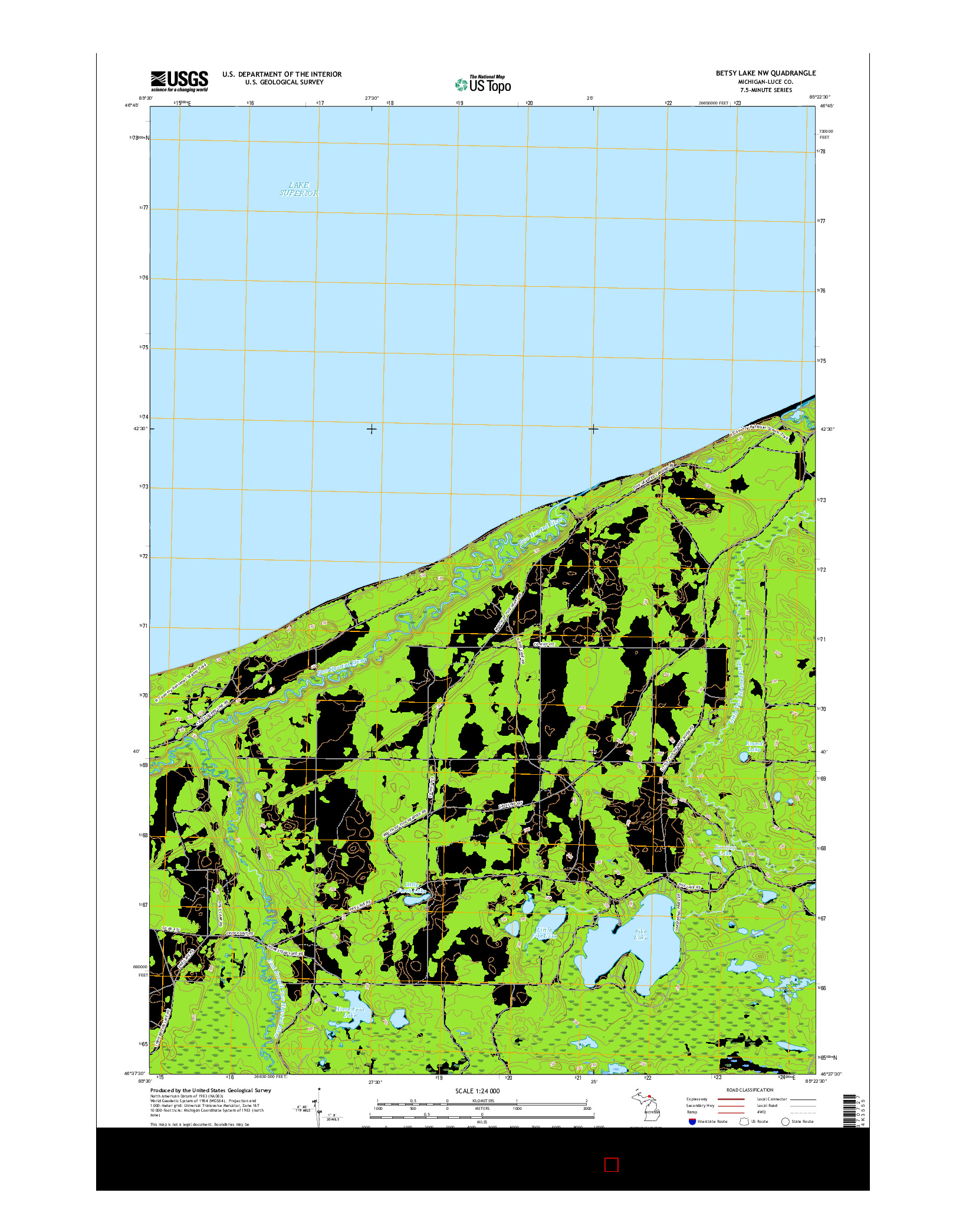 USGS US TOPO 7.5-MINUTE MAP FOR BETSY LAKE NW, MI 2017