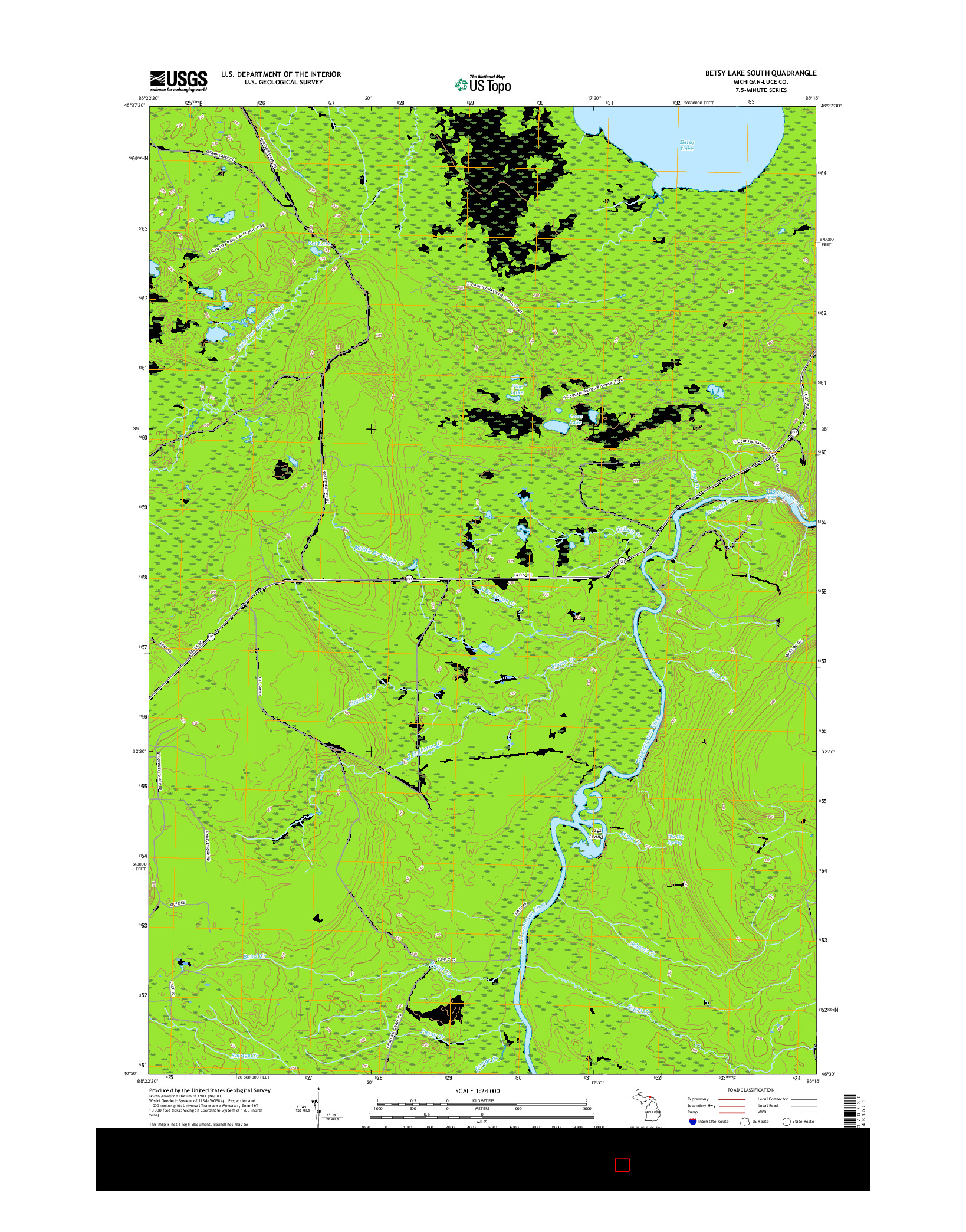 USGS US TOPO 7.5-MINUTE MAP FOR BETSY LAKE SOUTH, MI 2017