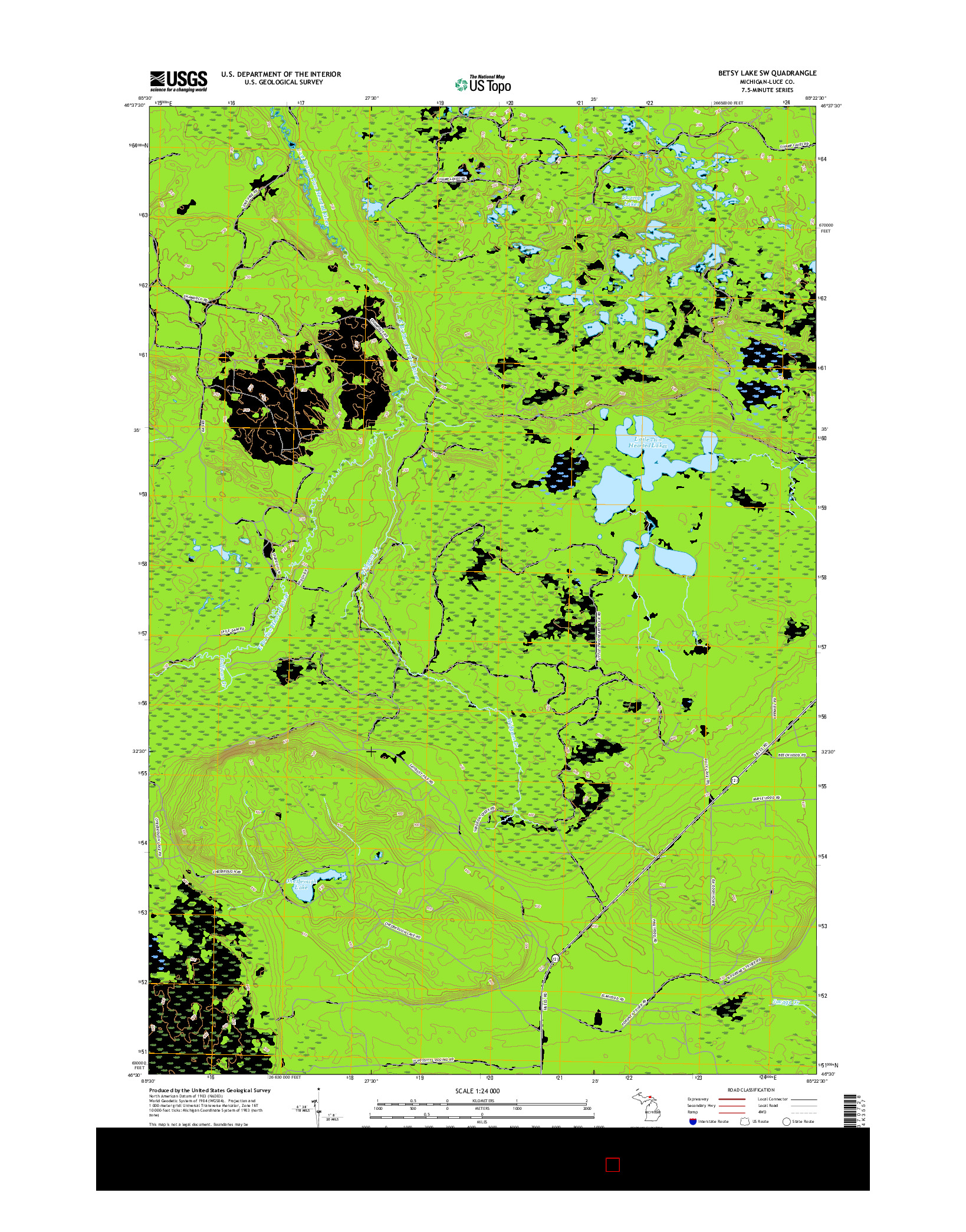 USGS US TOPO 7.5-MINUTE MAP FOR BETSY LAKE SW, MI 2017
