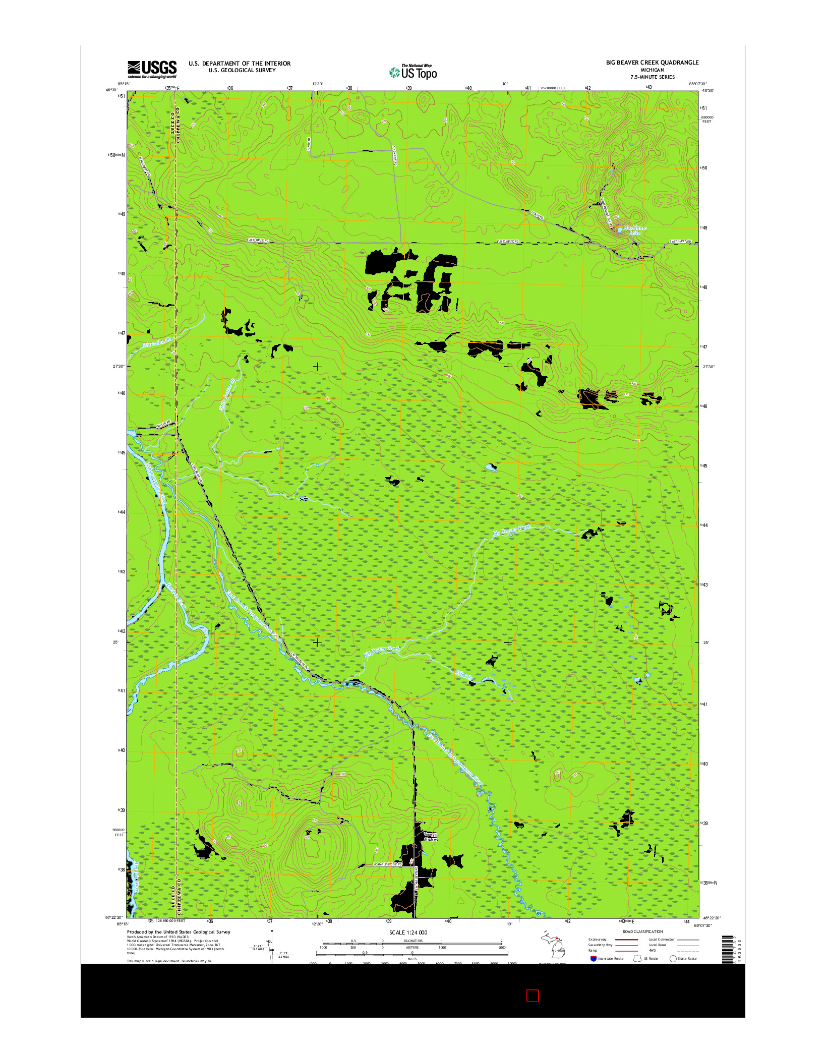 USGS US TOPO 7.5-MINUTE MAP FOR BIG BEAVER CREEK, MI 2017