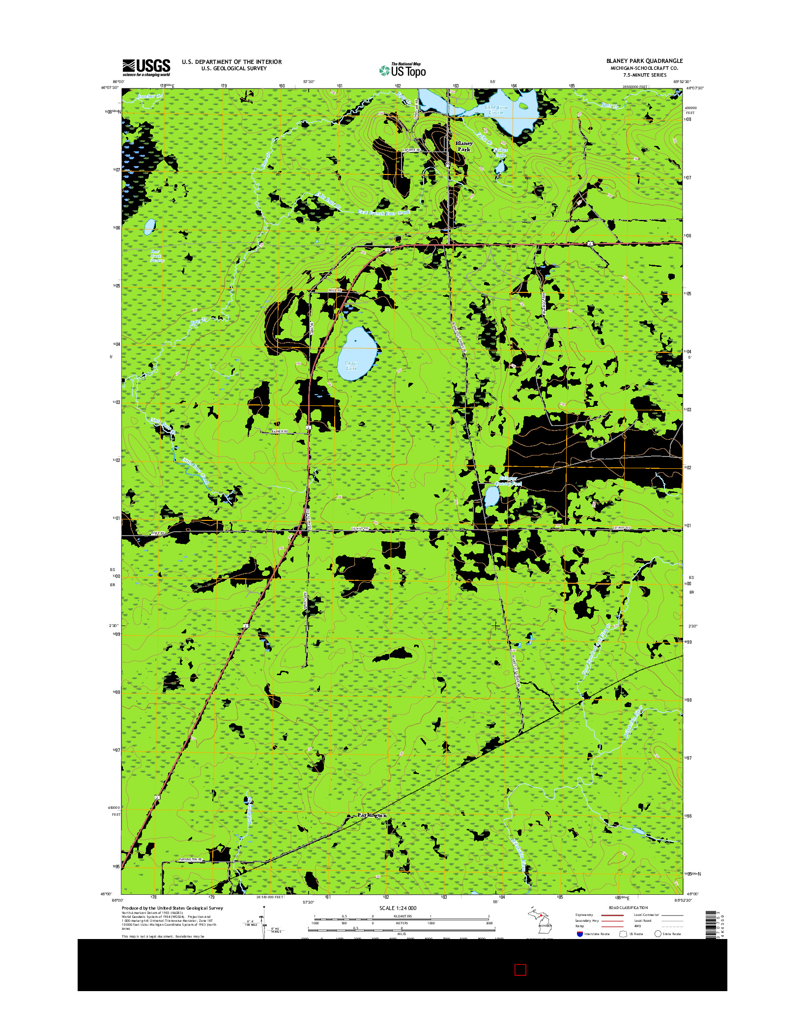 USGS US TOPO 7.5-MINUTE MAP FOR BLANEY PARK, MI 2017