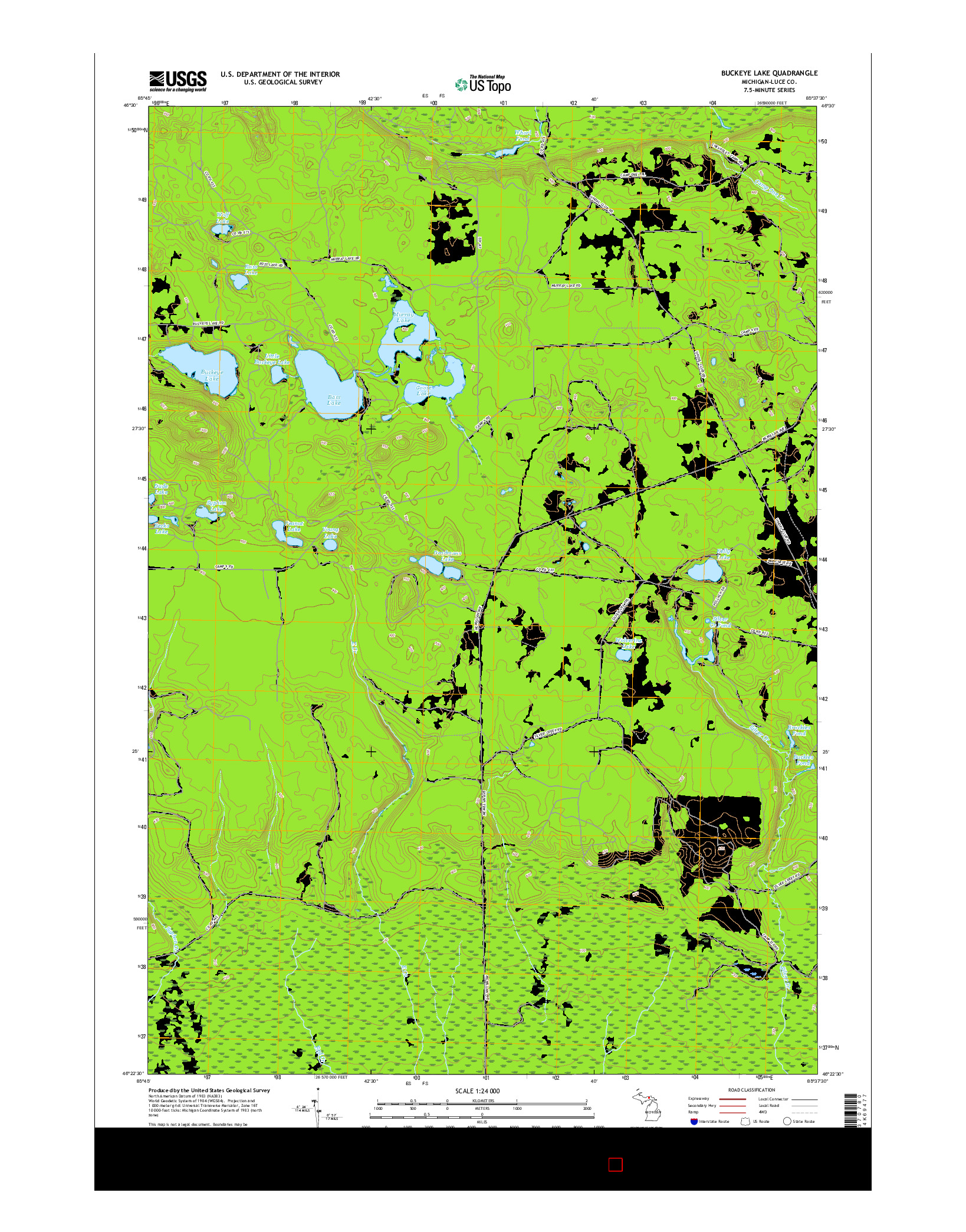USGS US TOPO 7.5-MINUTE MAP FOR BUCKEYE LAKE, MI 2017