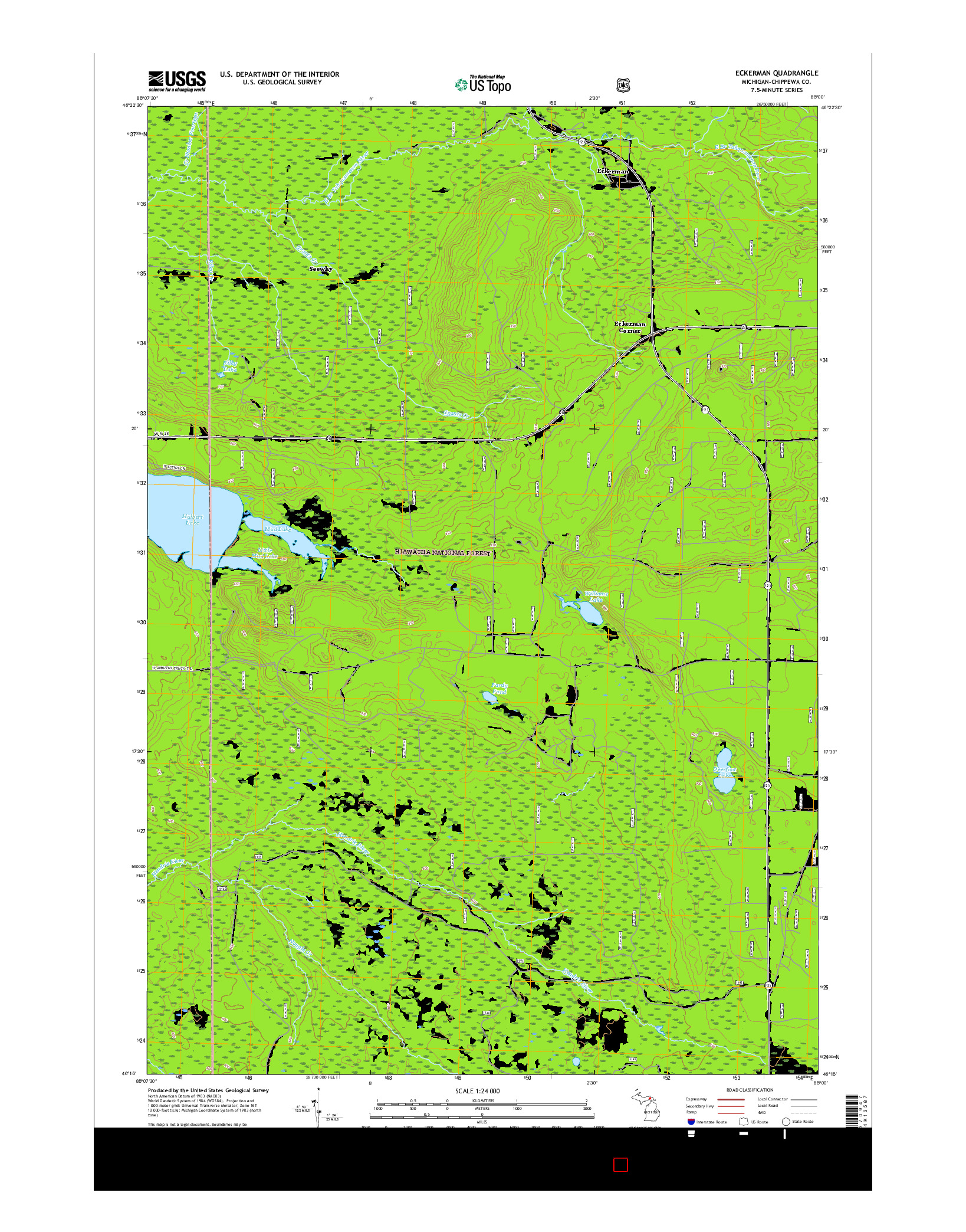 USGS US TOPO 7.5-MINUTE MAP FOR ECKERMAN, MI 2017