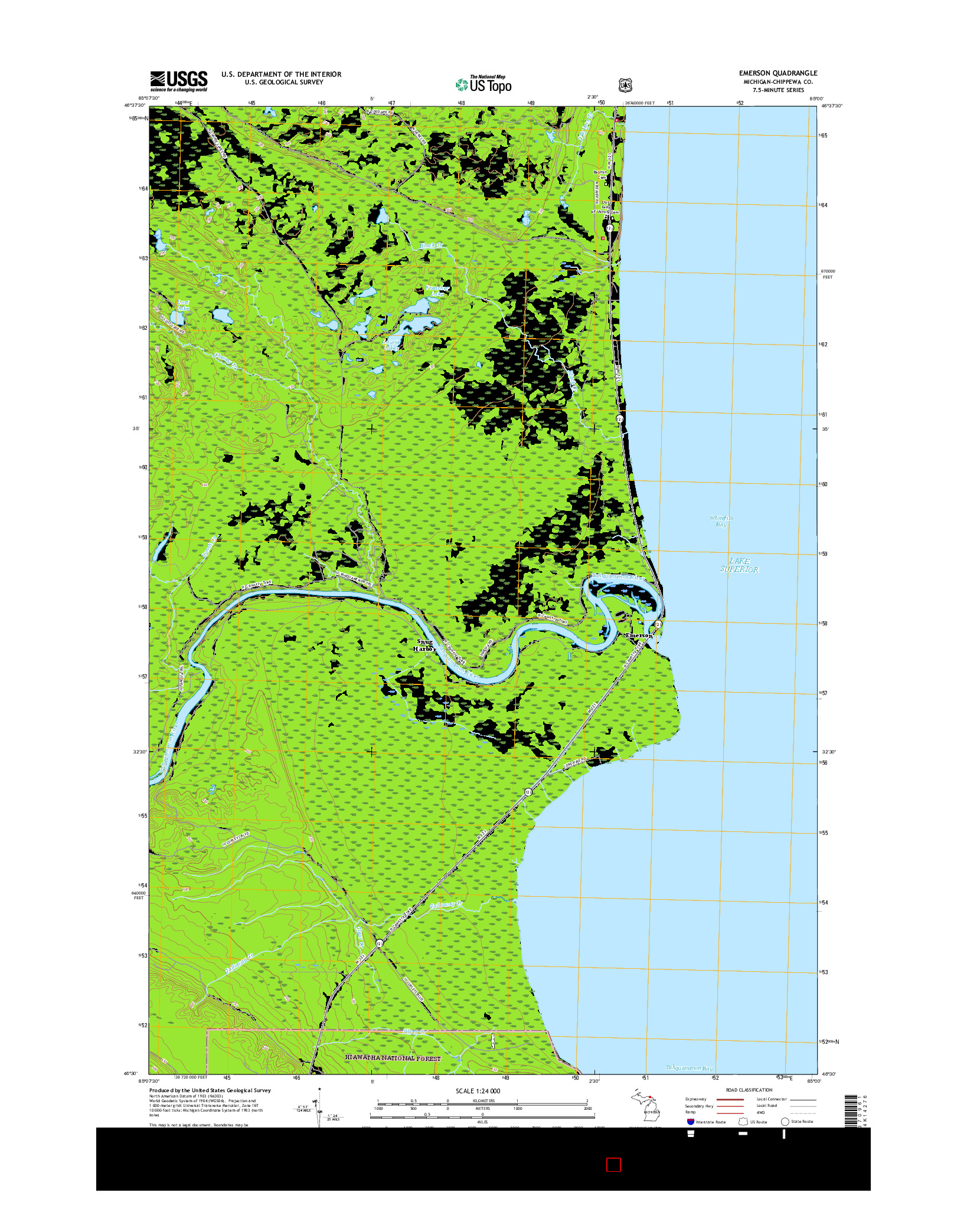 USGS US TOPO 7.5-MINUTE MAP FOR EMERSON, MI 2017