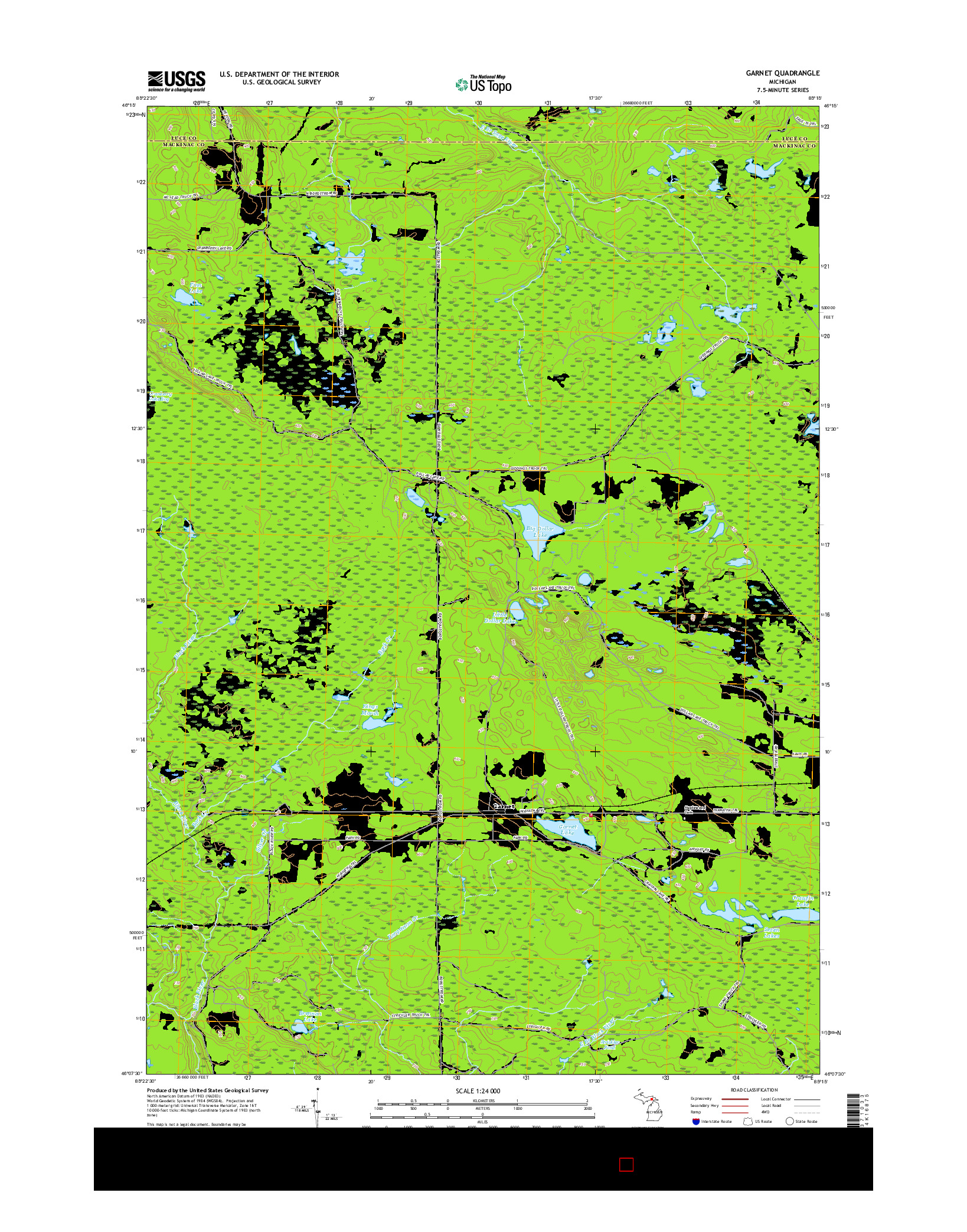 USGS US TOPO 7.5-MINUTE MAP FOR GARNET, MI 2017