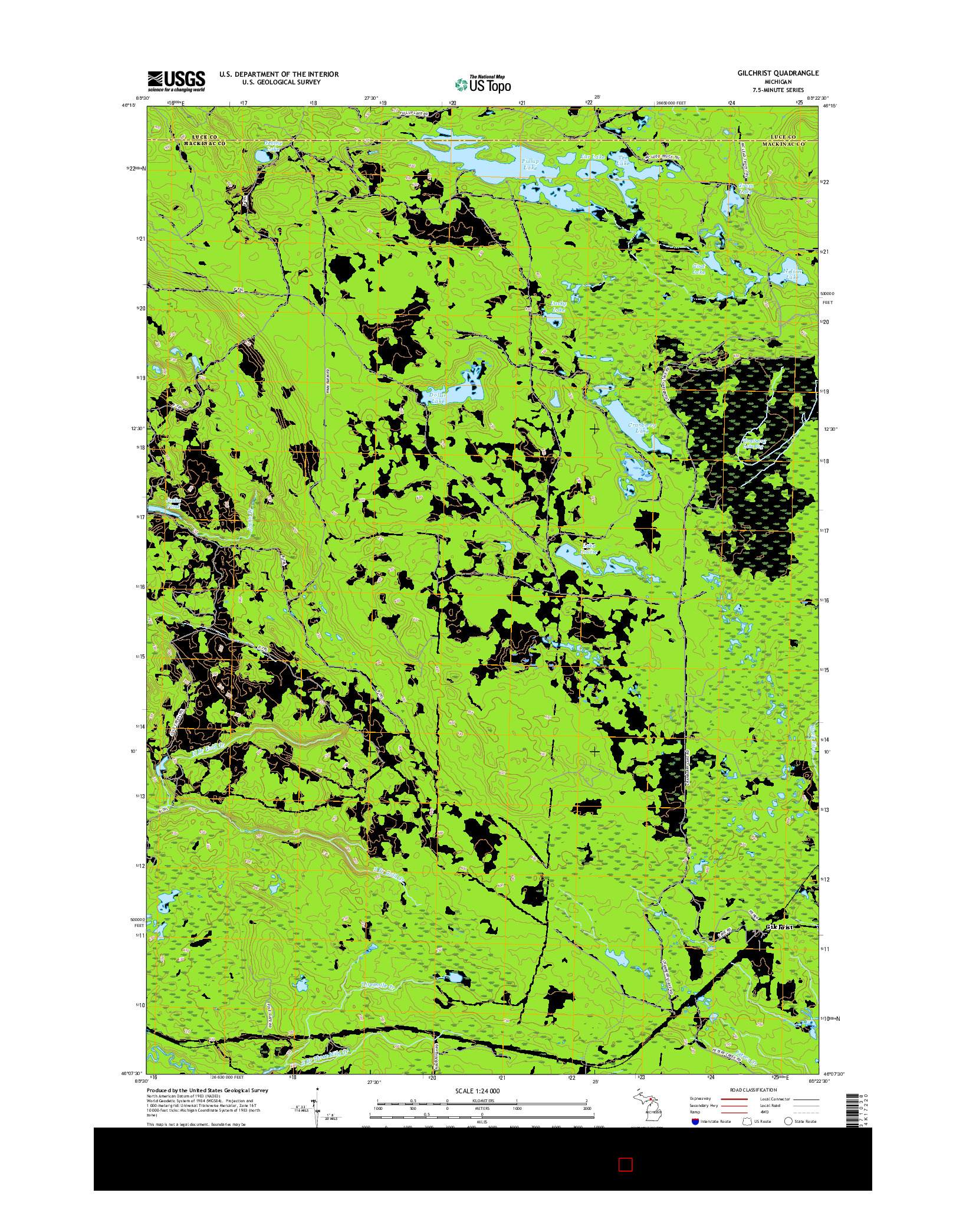 USGS US TOPO 7.5-MINUTE MAP FOR GILCHRIST, MI 2017