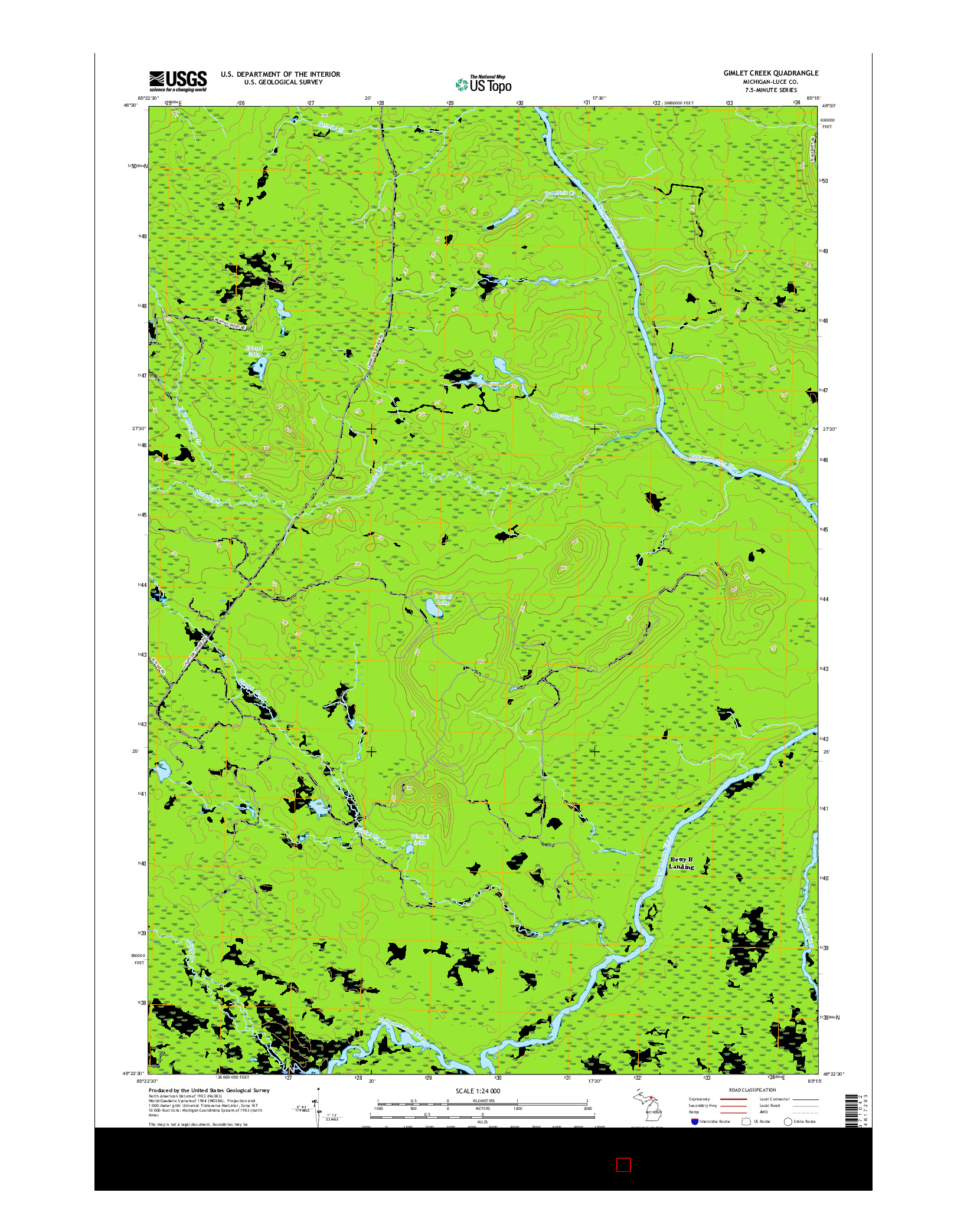 USGS US TOPO 7.5-MINUTE MAP FOR GIMLET CREEK, MI 2017