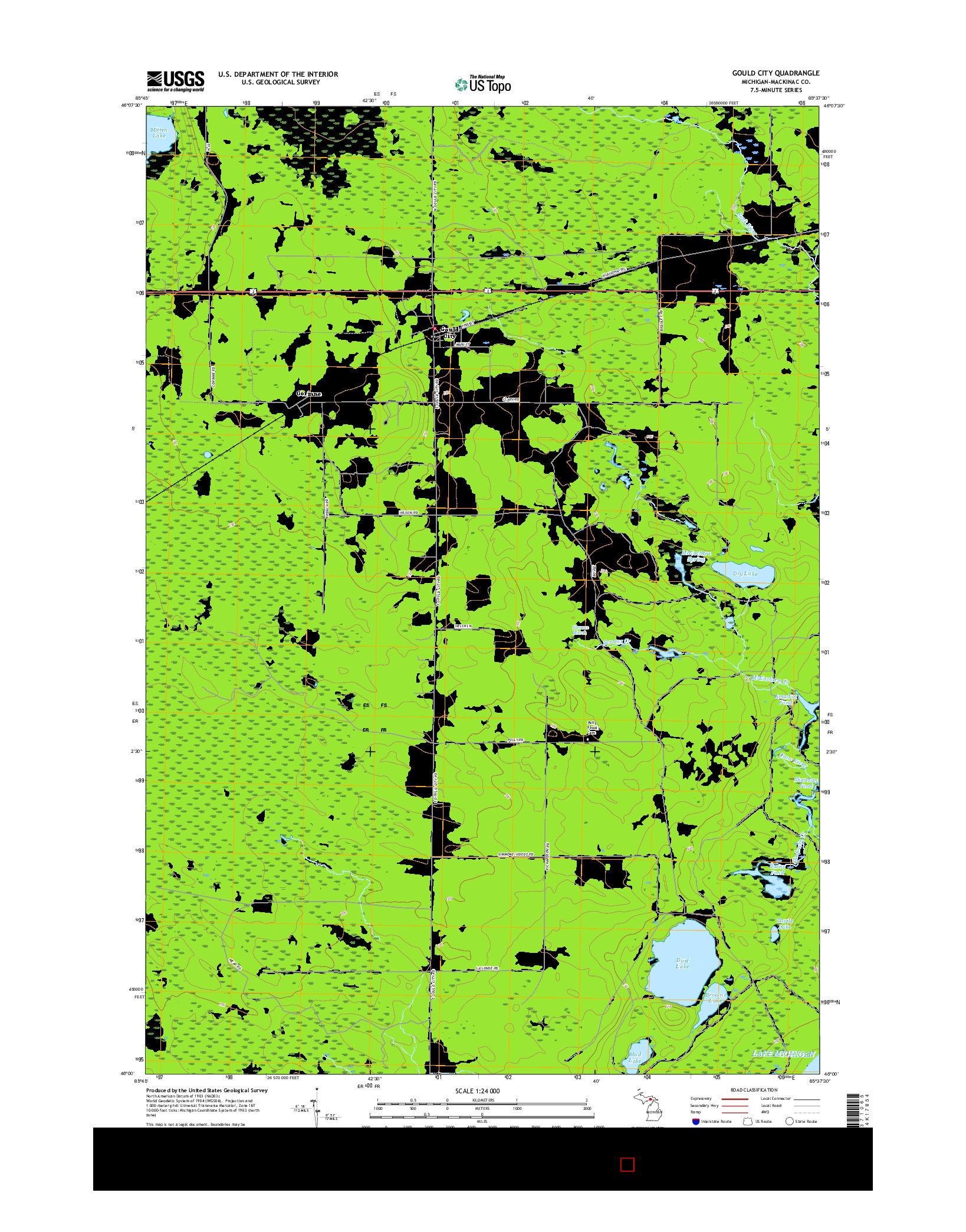 USGS US TOPO 7.5-MINUTE MAP FOR GOULD CITY, MI 2017