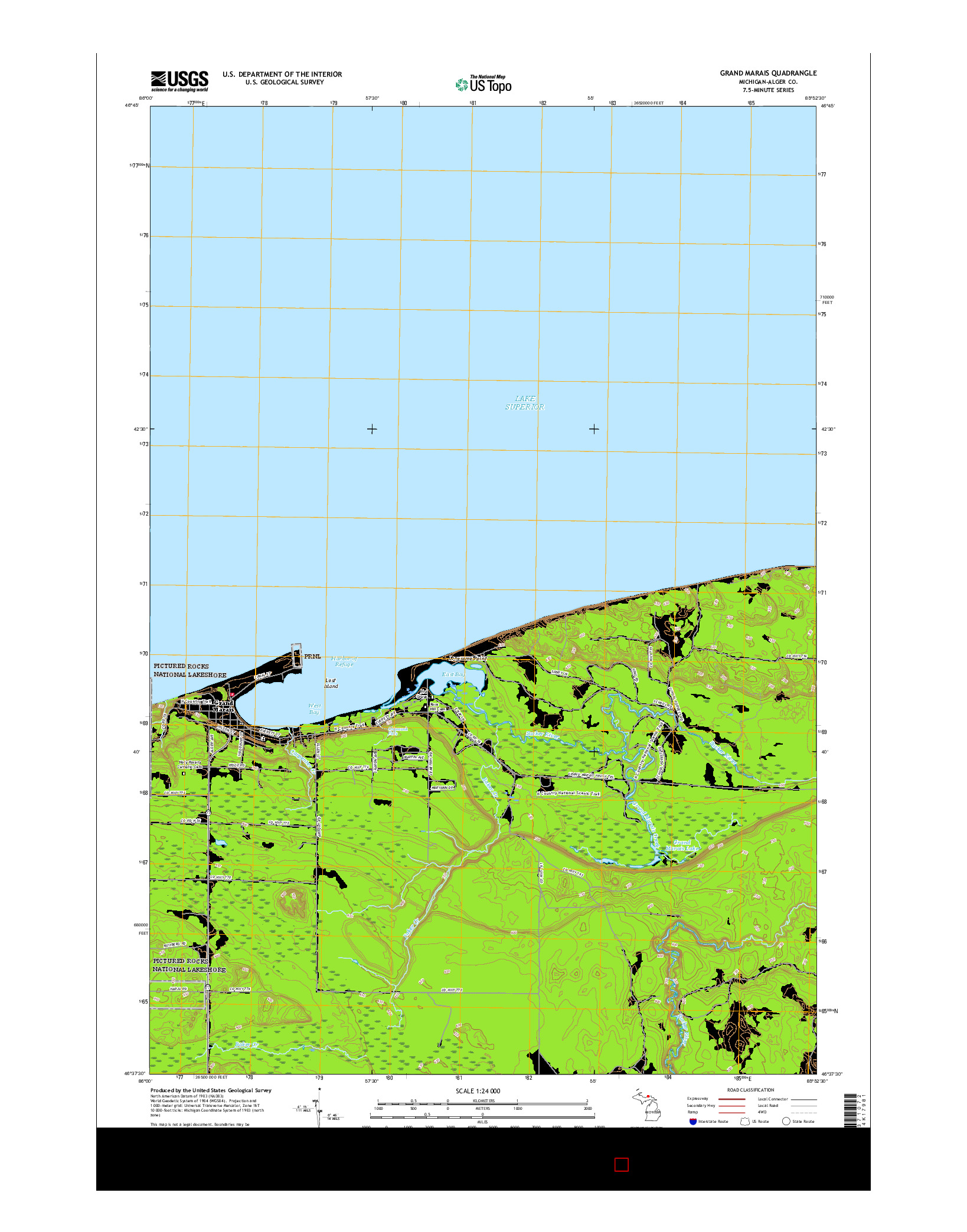 USGS US TOPO 7.5-MINUTE MAP FOR GRAND MARAIS, MI 2017