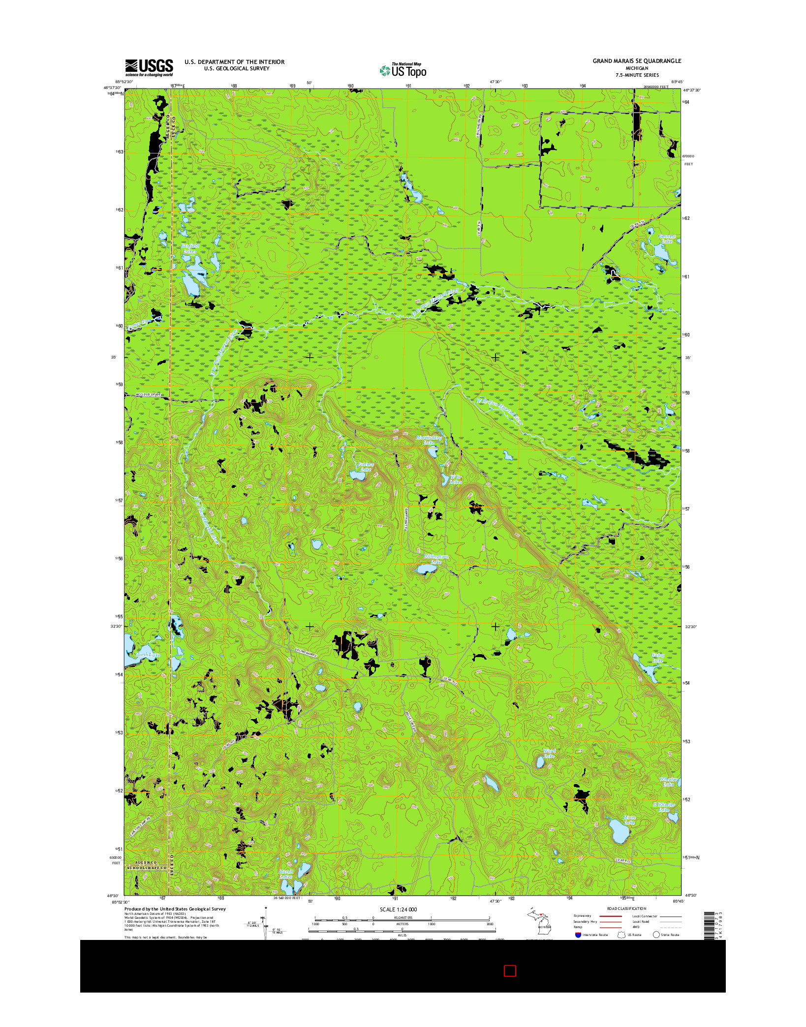 USGS US TOPO 7.5-MINUTE MAP FOR GRAND MARAIS SE, MI 2017