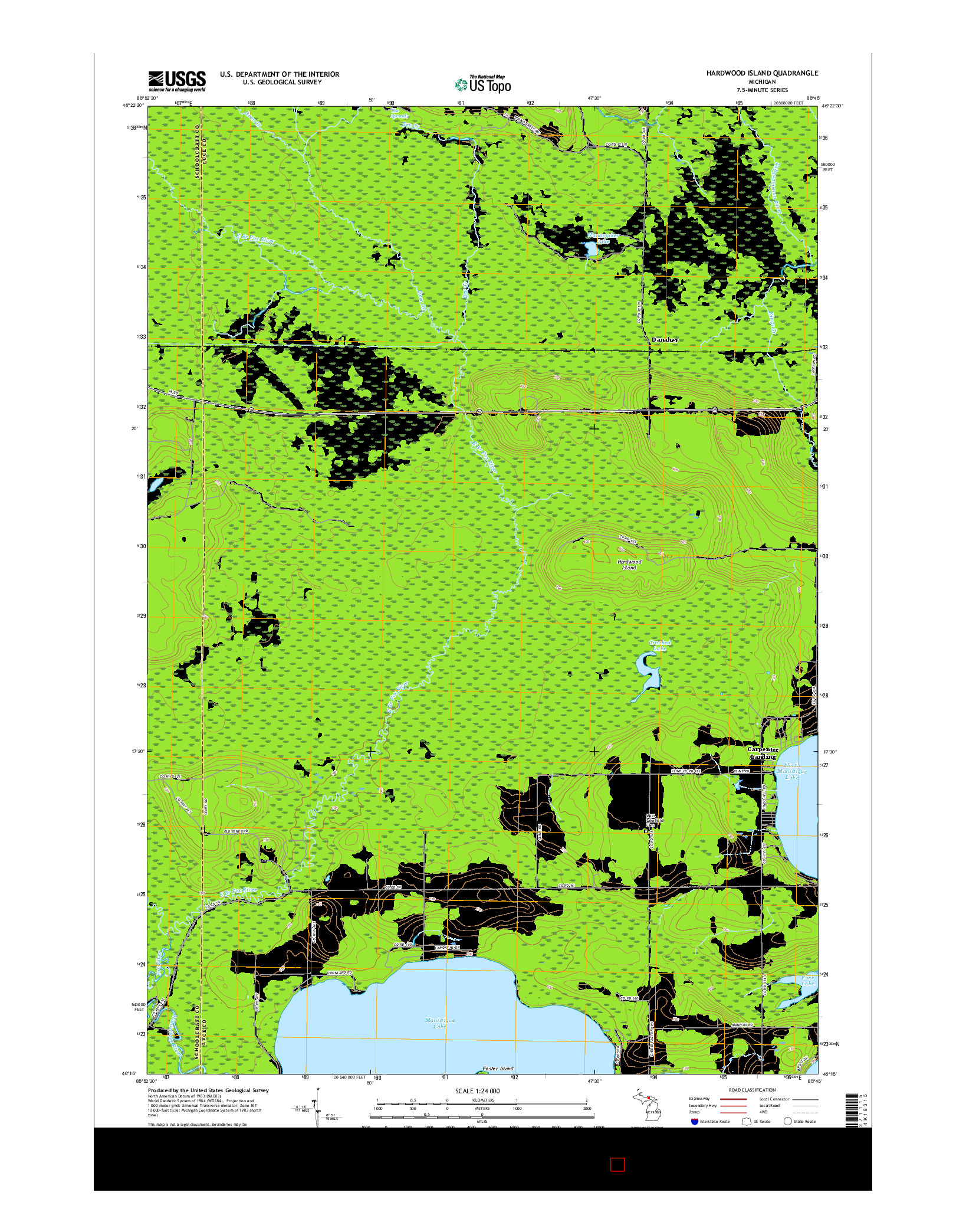 USGS US TOPO 7.5-MINUTE MAP FOR HARDWOOD ISLAND, MI 2017