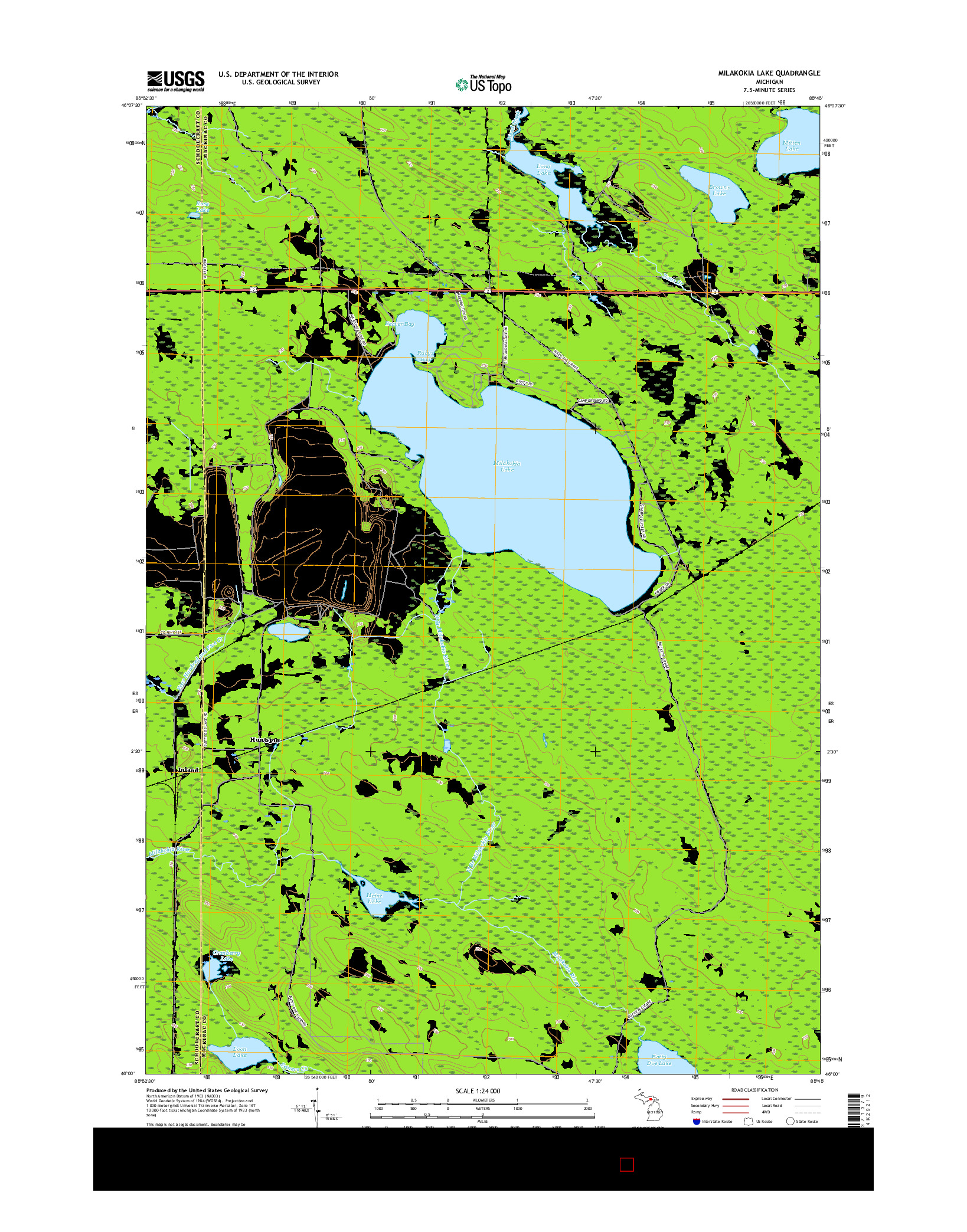 USGS US TOPO 7.5-MINUTE MAP FOR MILAKOKIA LAKE, MI 2017