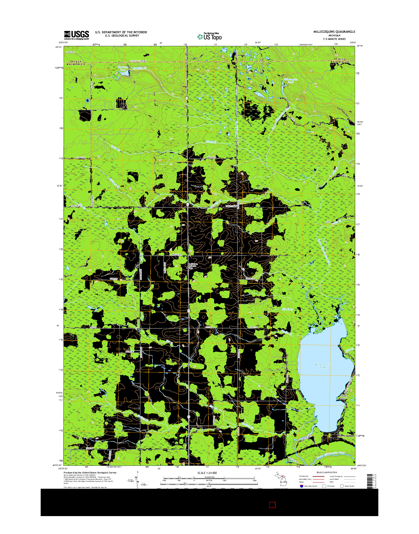 USGS US TOPO 7.5-MINUTE MAP FOR MILLECOQUINS, MI 2017