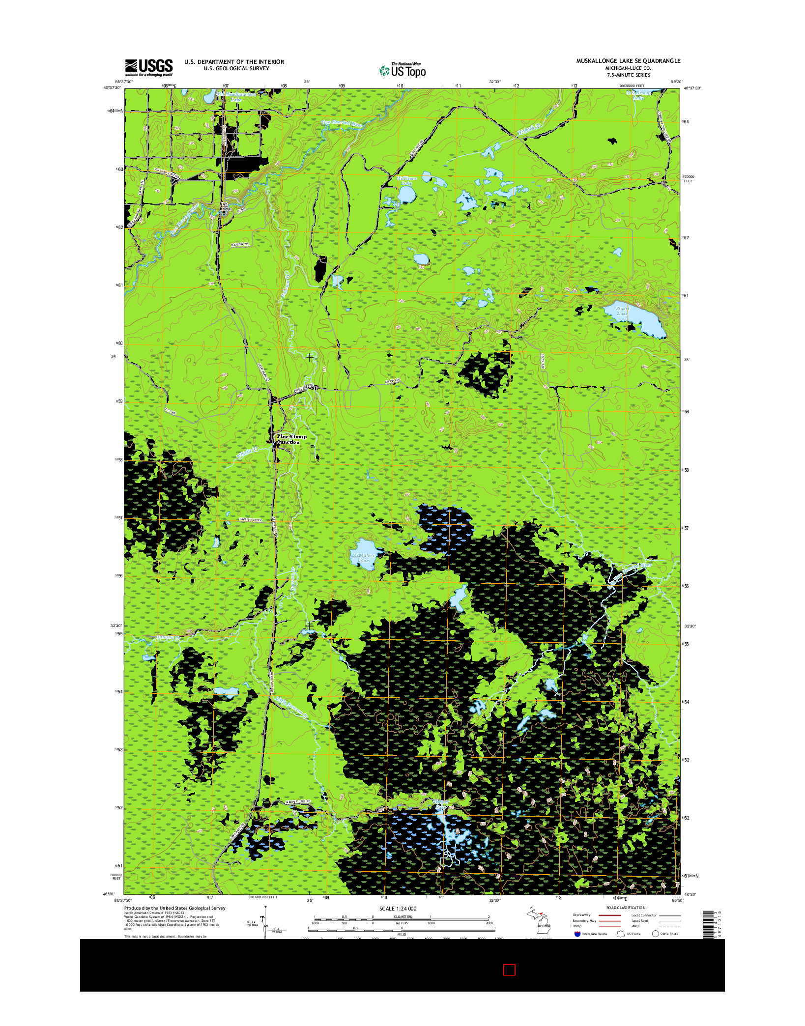 USGS US TOPO 7.5-MINUTE MAP FOR MUSKALLONGE LAKE SE, MI 2017