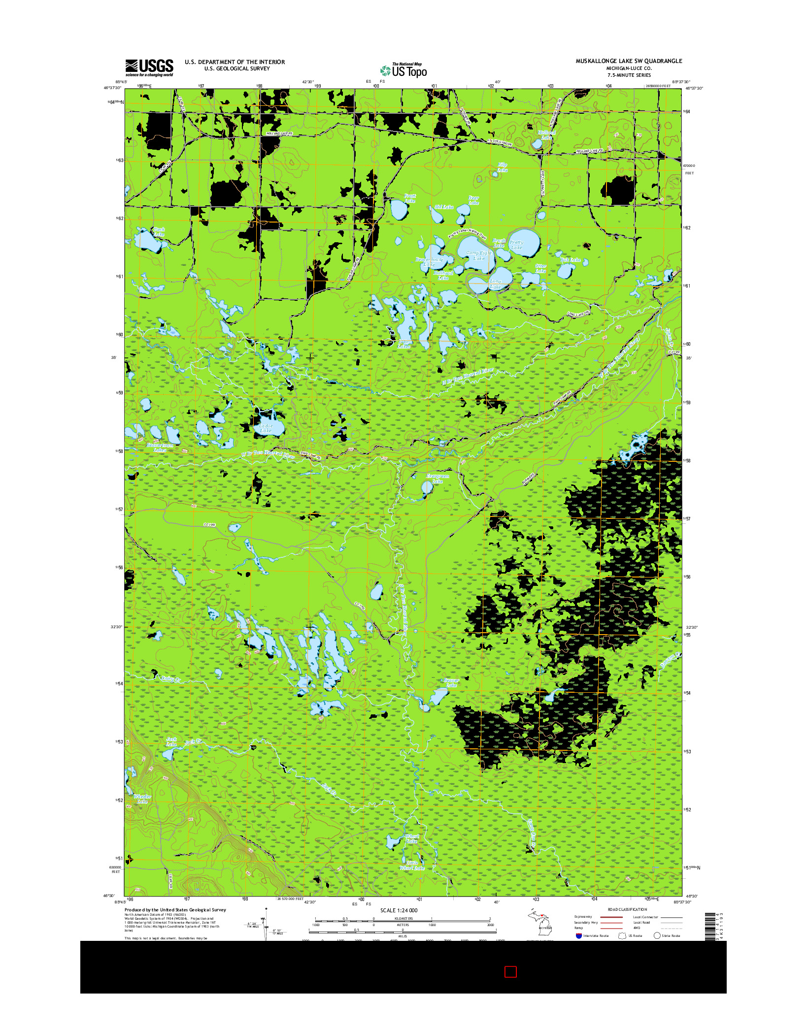 USGS US TOPO 7.5-MINUTE MAP FOR MUSKALLONGE LAKE SW, MI 2017