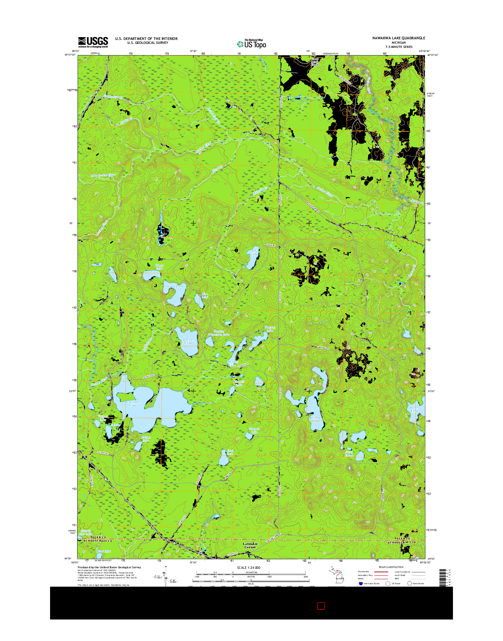 USGS US TOPO 7.5-MINUTE MAP FOR NAWAKWA LAKE, MI 2017