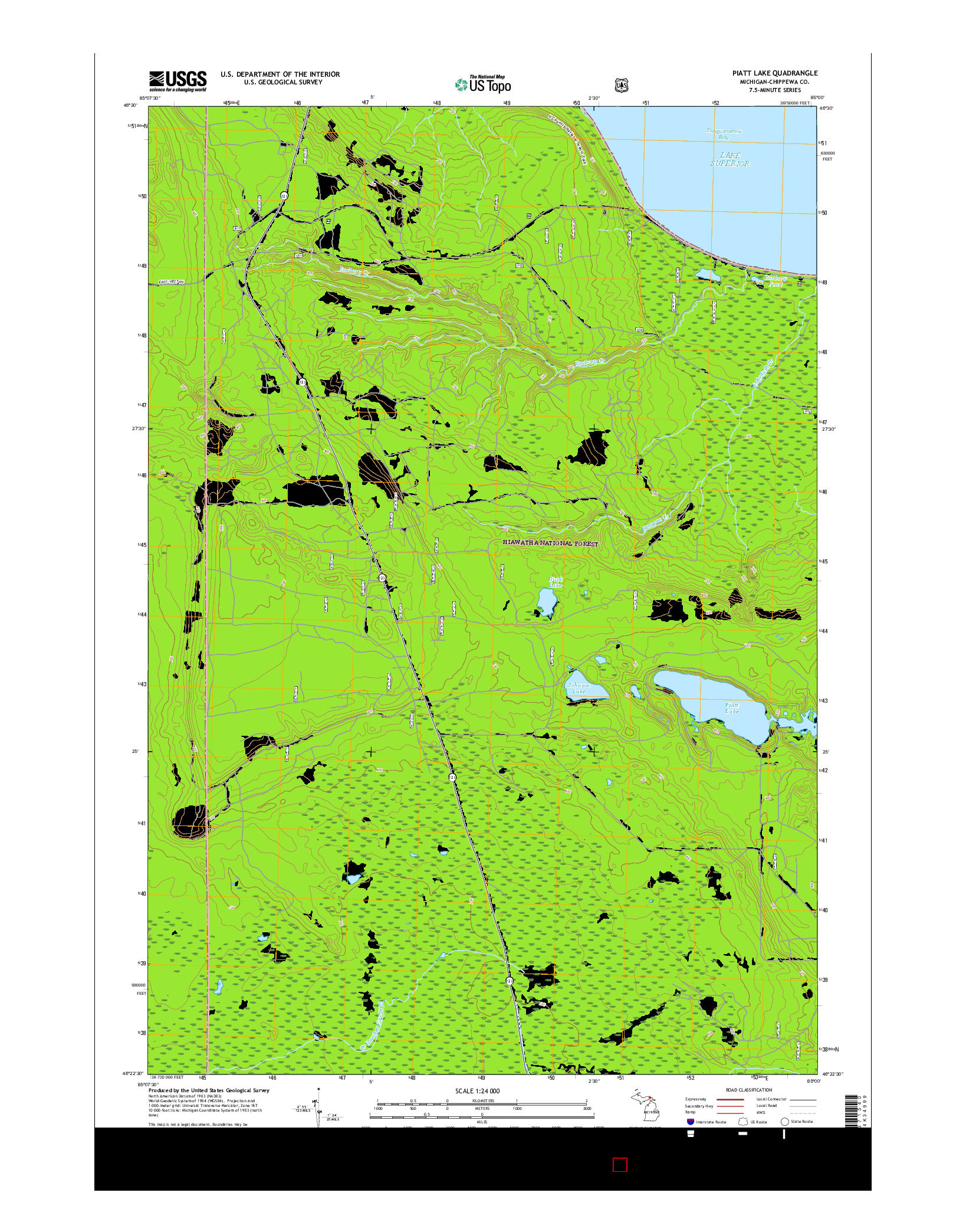 USGS US TOPO 7.5-MINUTE MAP FOR PIATT LAKE, MI 2017
