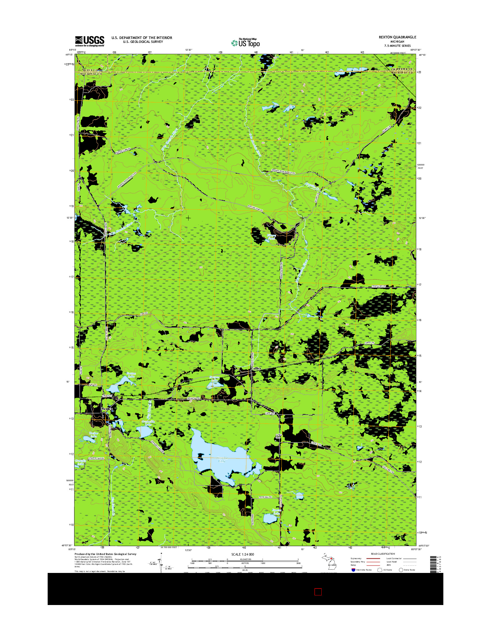 USGS US TOPO 7.5-MINUTE MAP FOR REXTON, MI 2017