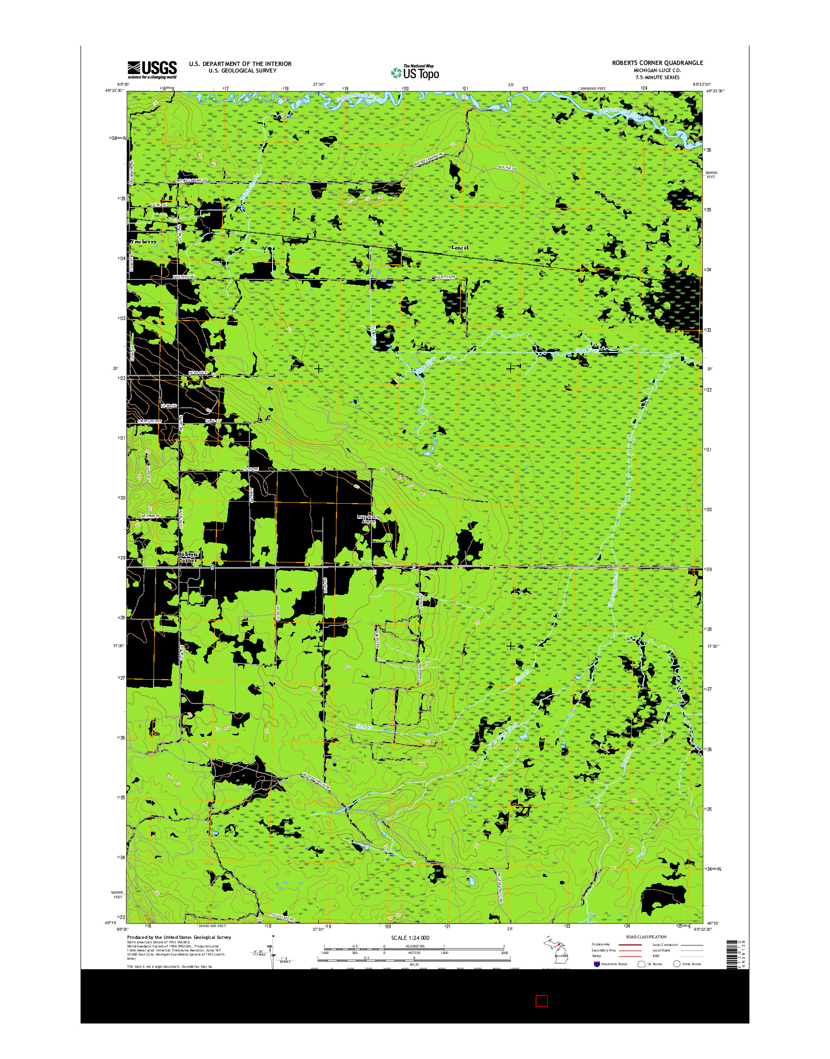 USGS US TOPO 7.5-MINUTE MAP FOR ROBERTS CORNER, MI 2017