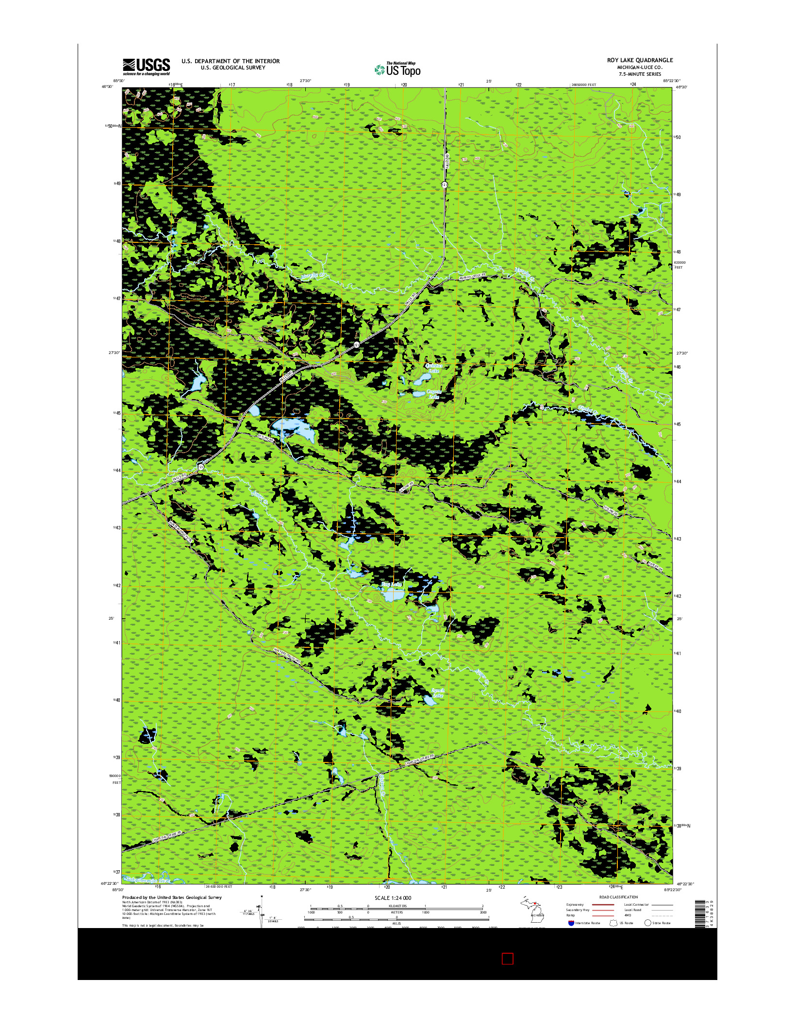 USGS US TOPO 7.5-MINUTE MAP FOR ROY LAKE, MI 2017