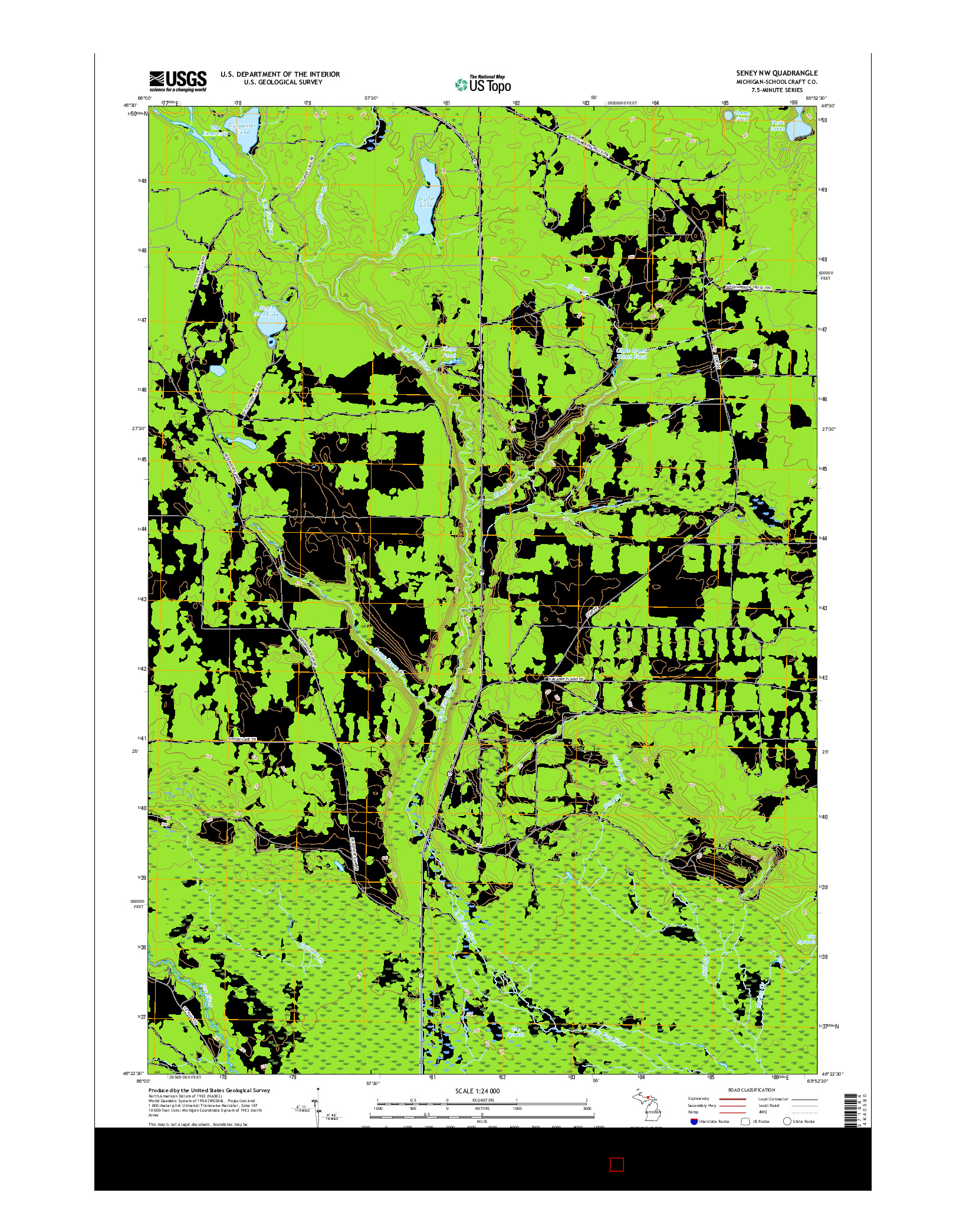 USGS US TOPO 7.5-MINUTE MAP FOR SENEY NW, MI 2017