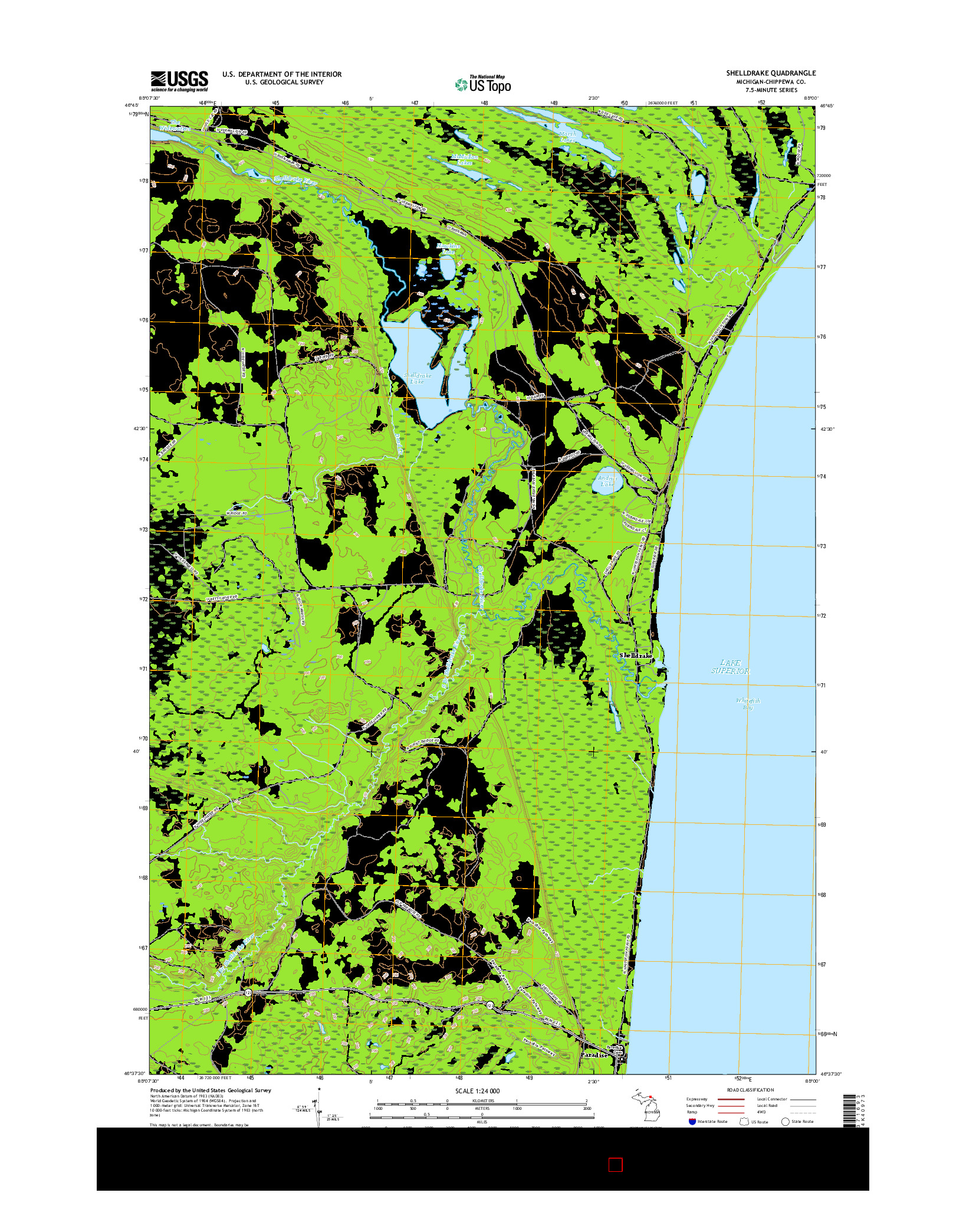 USGS US TOPO 7.5-MINUTE MAP FOR SHELLDRAKE, MI 2017
