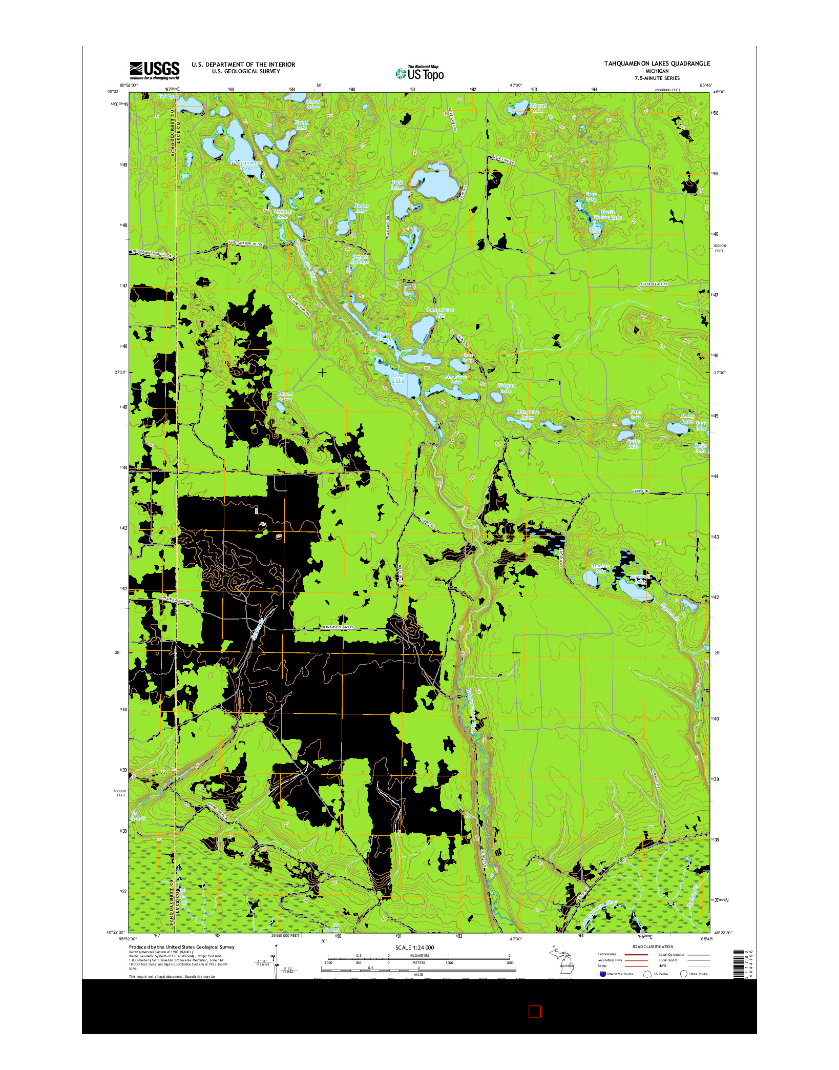 USGS US TOPO 7.5-MINUTE MAP FOR TAHQUAMENON LAKES, MI 2017