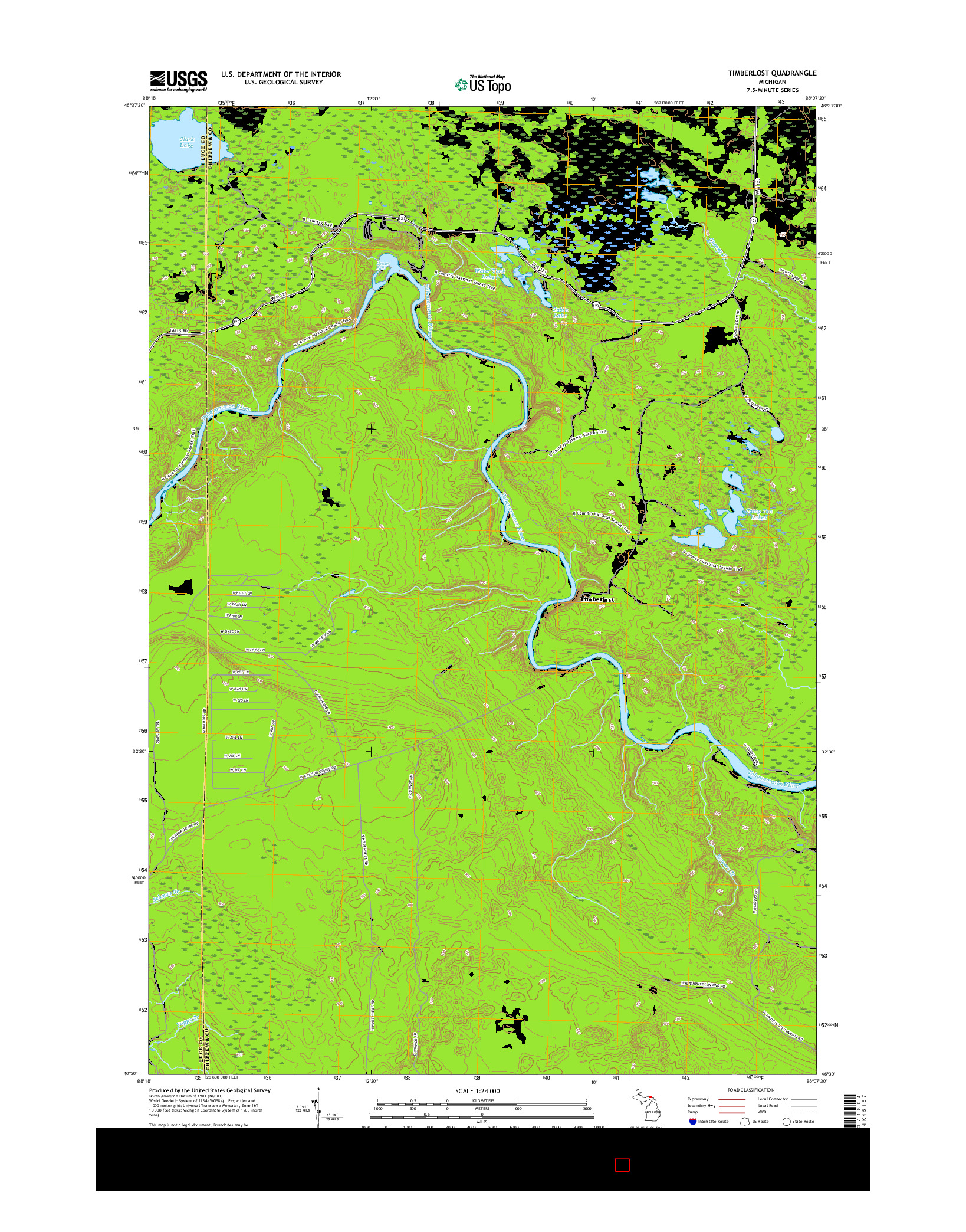 USGS US TOPO 7.5-MINUTE MAP FOR TIMBERLOST, MI 2017