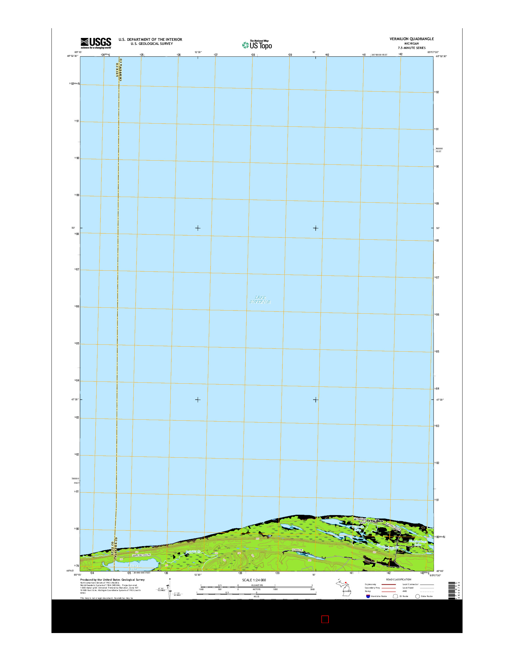 USGS US TOPO 7.5-MINUTE MAP FOR VERMILION, MI 2017