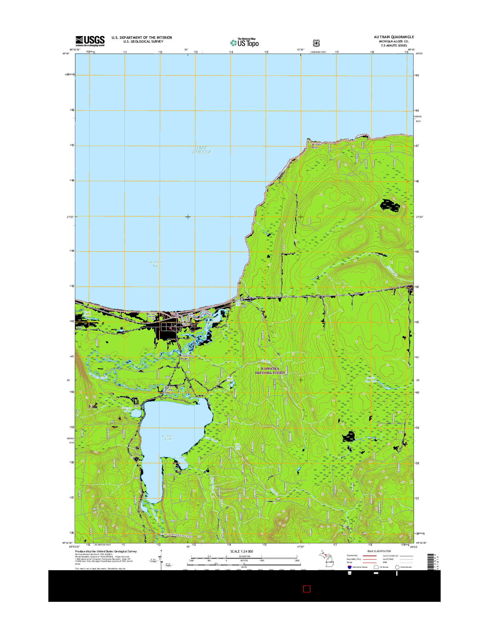 USGS US TOPO 7.5-MINUTE MAP FOR AU TRAIN, MI 2017