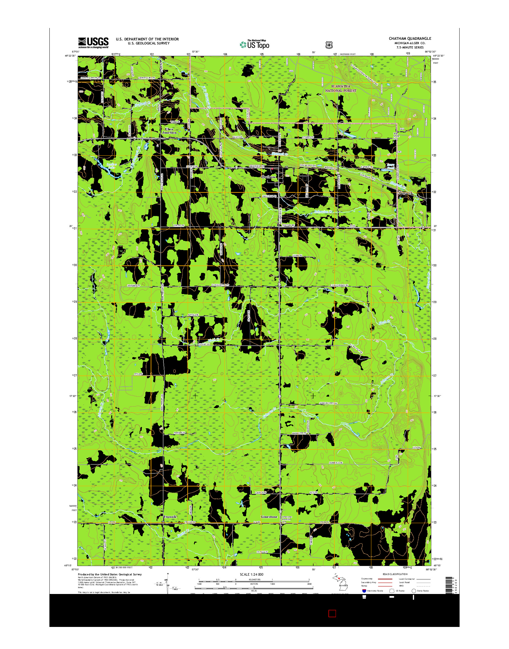 USGS US TOPO 7.5-MINUTE MAP FOR CHATHAM, MI 2017